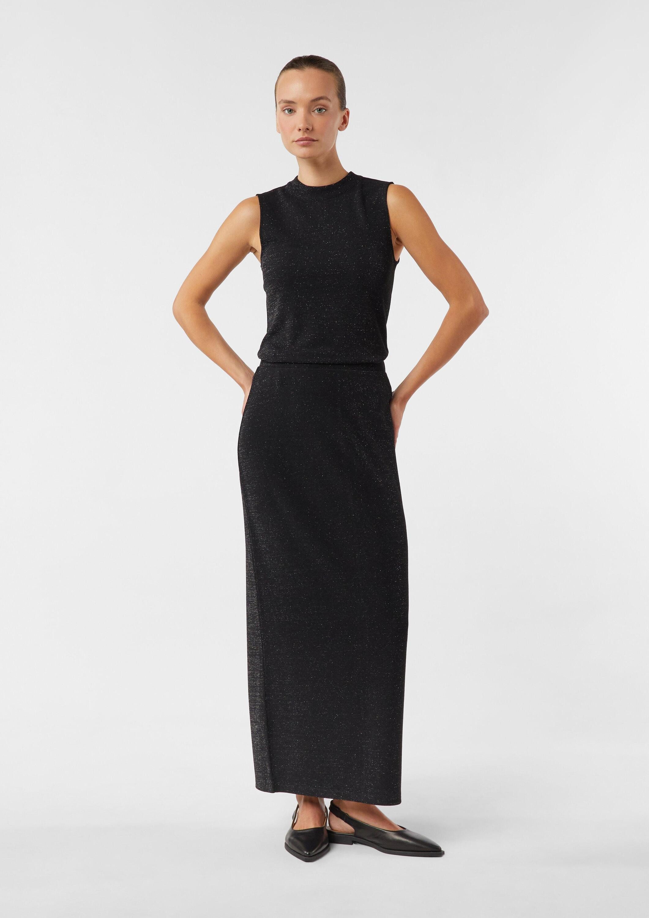 comma Maxirock Rock Schmaler Jersey-Rock mit Glitzergarn und Beinschlitz