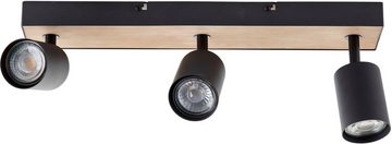 Brilliant Deckenstrahler Jello Wood, LED wechselbar, Warmweiß, Spotbalken schwenkbar, 15x42x8 cm, GU10, 345lm, 3000K, Metall/Holz
