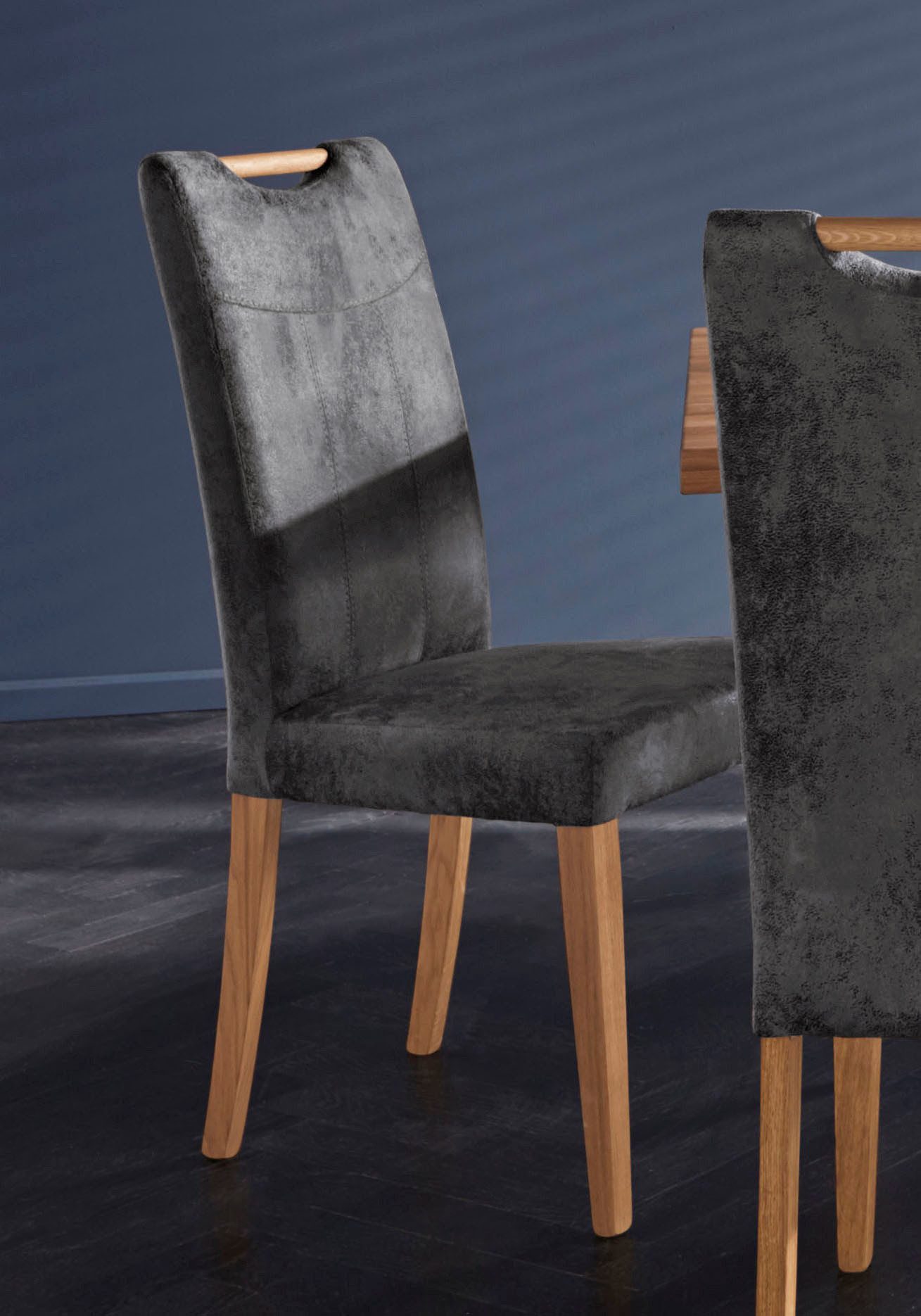 Home affaire Esszimmerstuhl Roberta Polsterstuhl, Gestell Eiche massiv (Set, 2 St), Bezug aus strapazierfähiger Microfaser