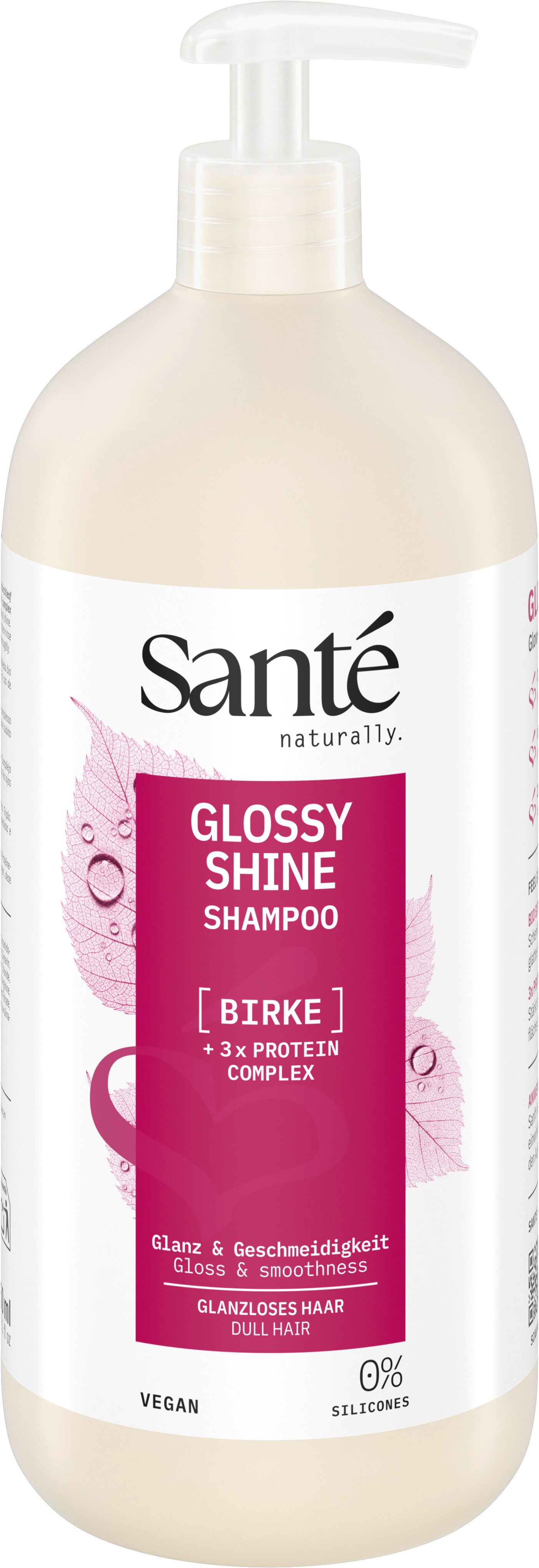 SANTE Haarshampoo Glossy Shine Shampoo Birke +3-fach Protein Komplex, für glanzloses und stumpfes Haar, mit Bio-Birkenblattextrakt