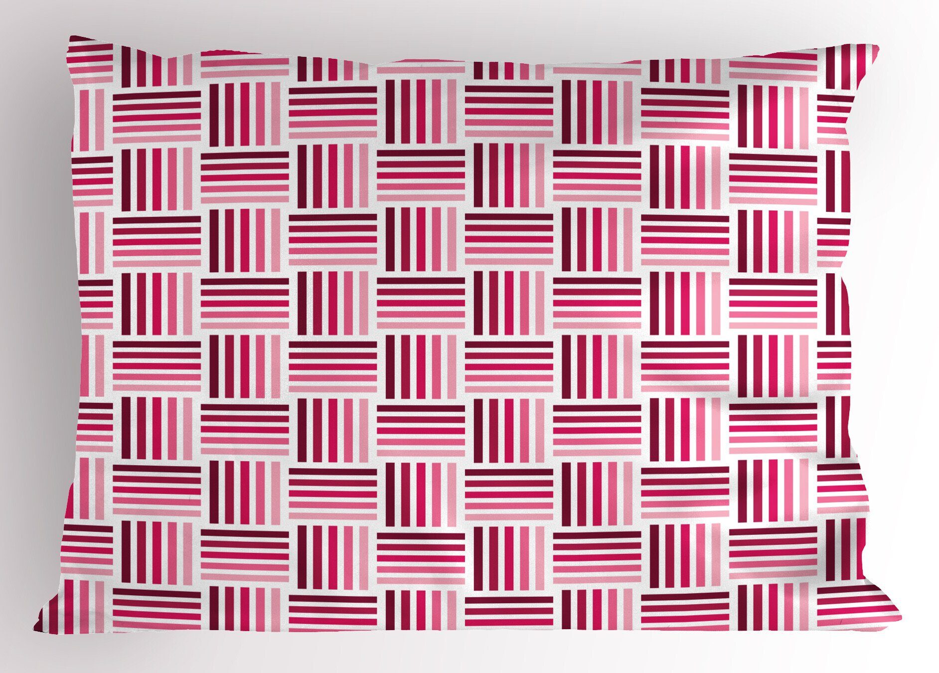 Kissenbezüge Dekorativer Standard Stück), Monochrome Stripes Gedruckter King (1 Size Short Kissenbezug, Abakuhaus Dunkelpink