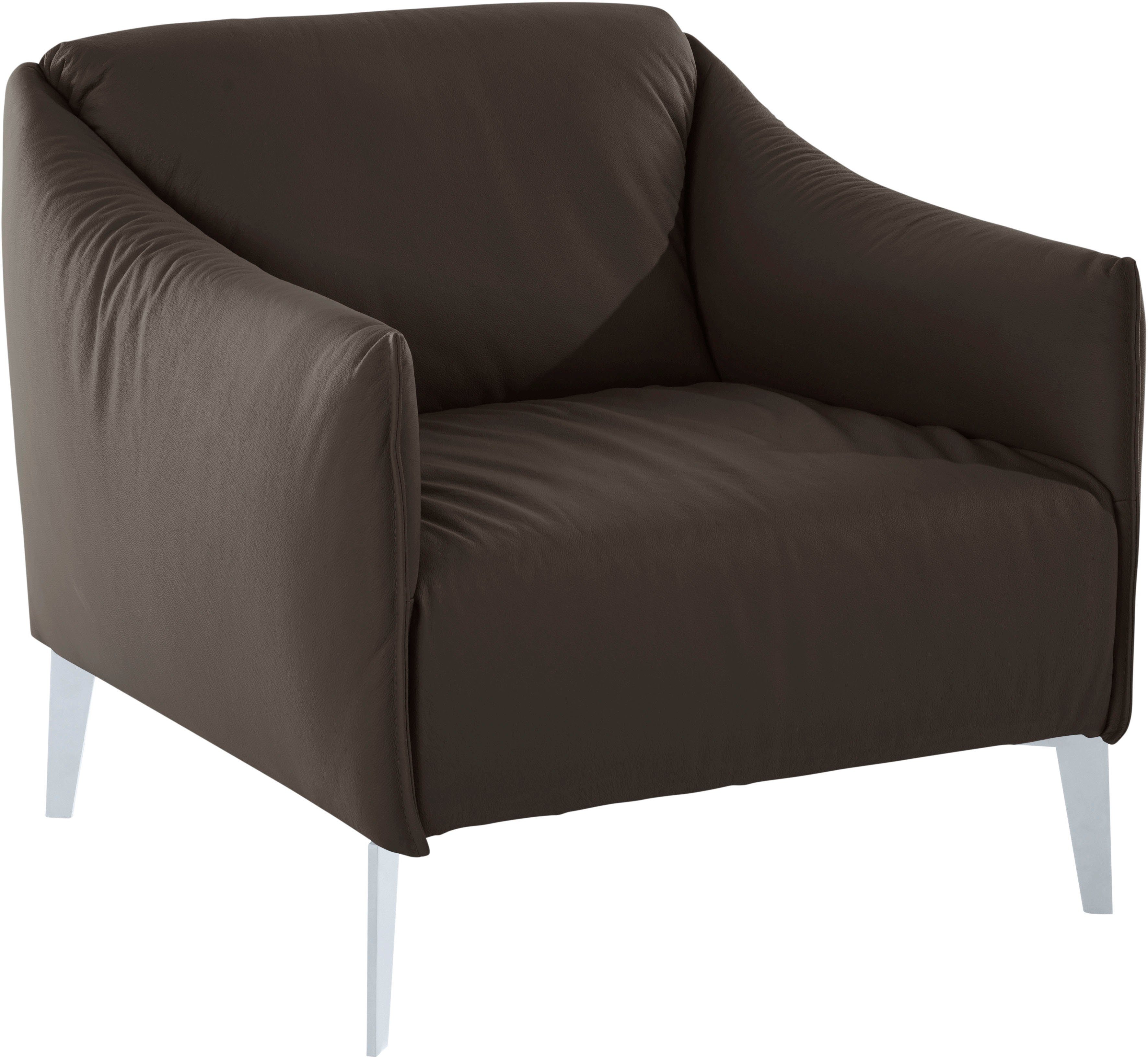 W.SCHILLIG Cocktailsessel sally Designsessel, zeitlos und bequem, tolle Verarbeitungsdetails, mit Metall-Winkelfüßen in Silber matt