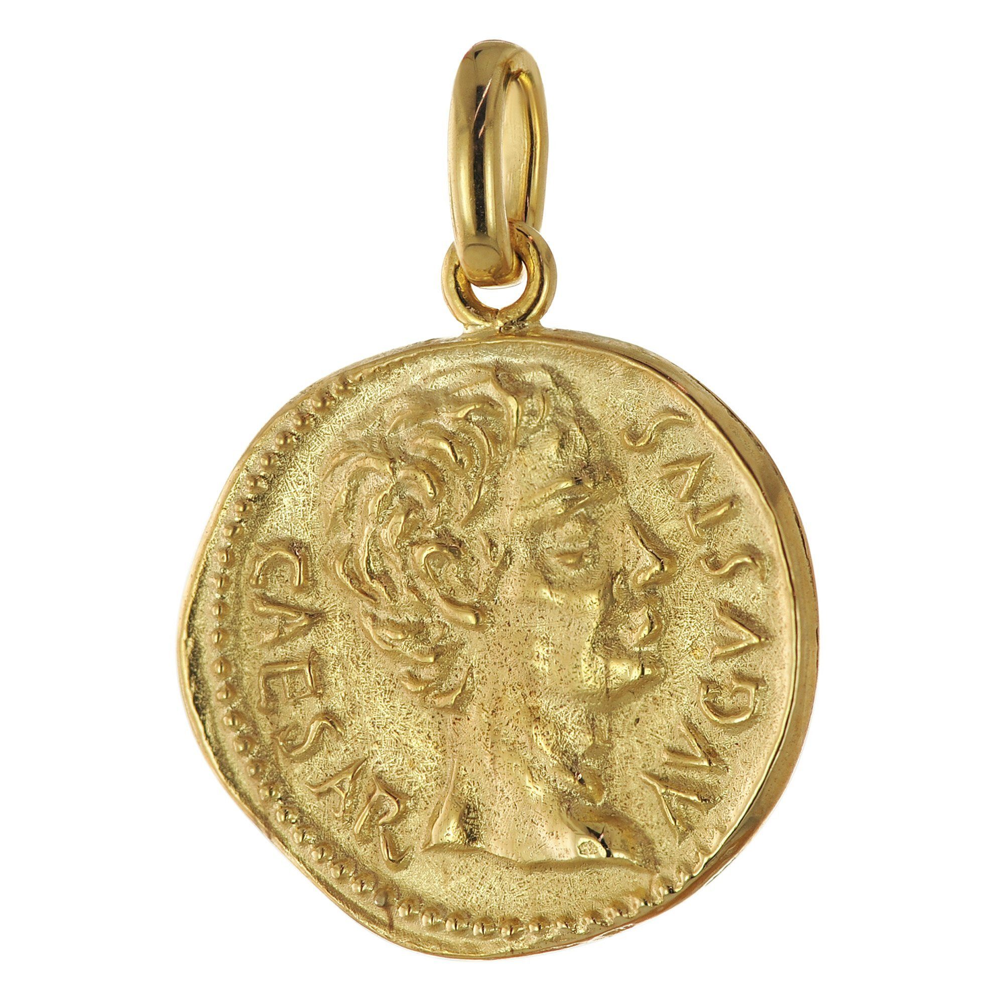 Replikat Runder Gold Augustus trendor Römischer Denar 333 Anhänger Münze