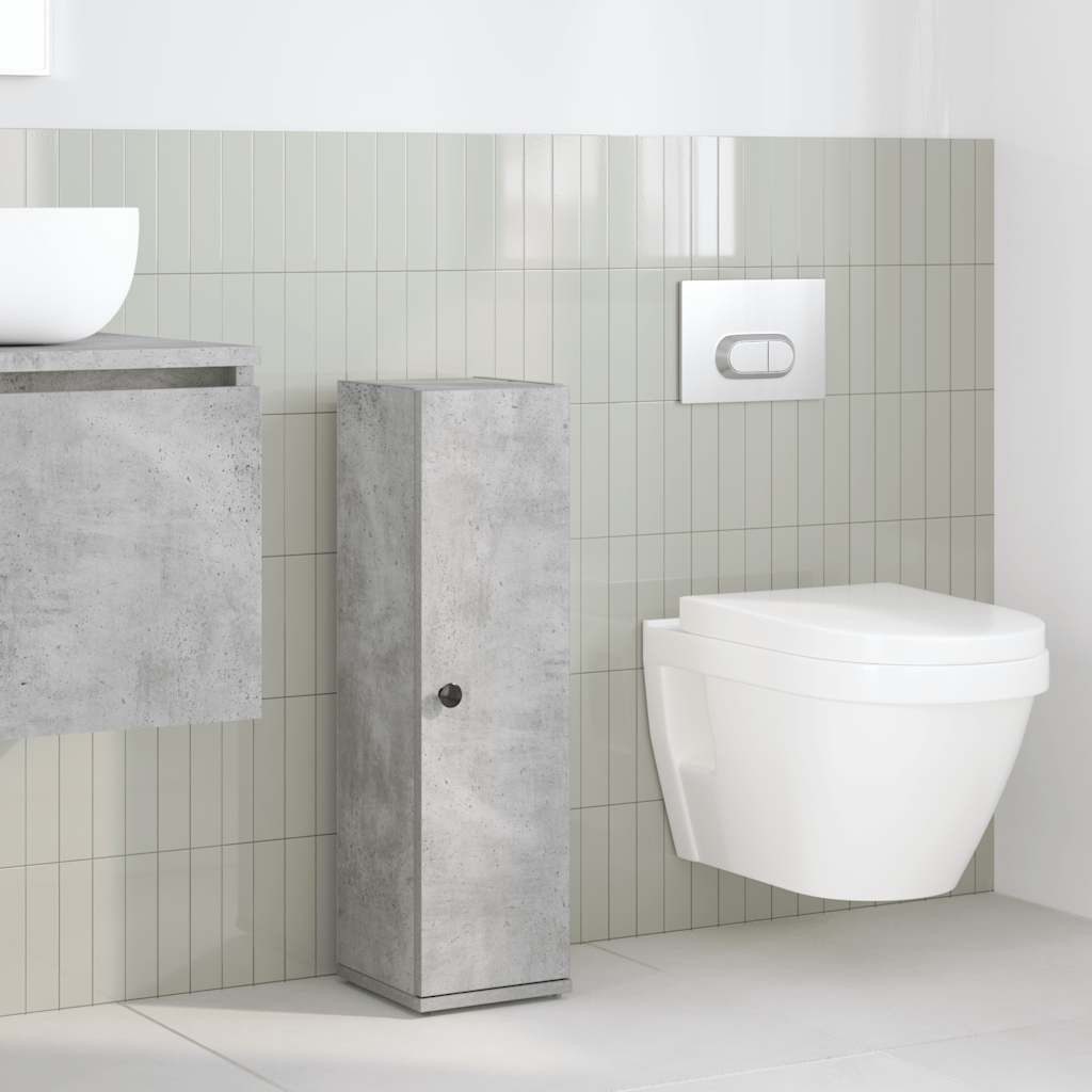 vidaXL Badezimmer-Set Badezimmerschrank mit Rollenhalter Betongrau günstig online kaufen