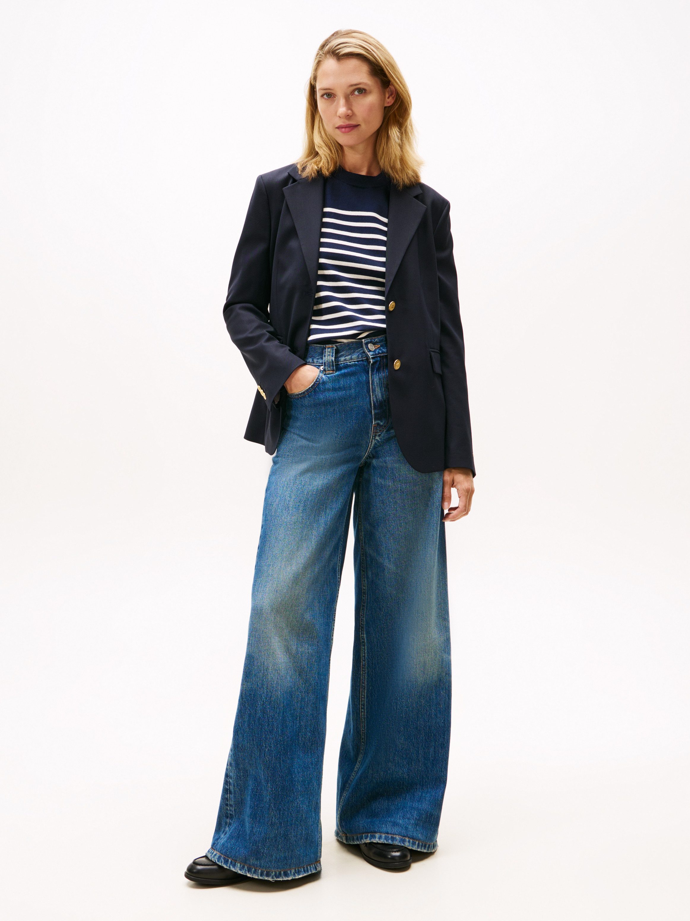 Tommy Hilfiger Longblazer TIMELESS WOOL REG STRT SB BLAZER mit Wolle