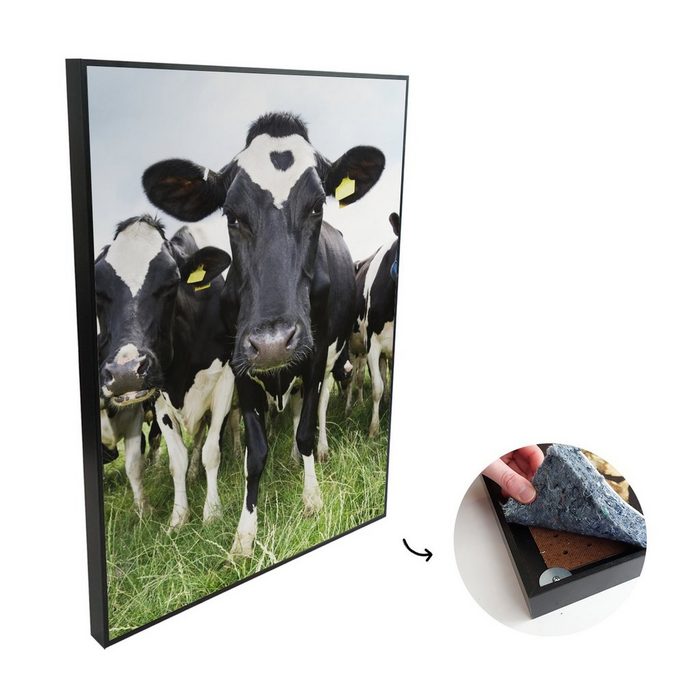 MuchoWow Akustikplatte Kühe - Gras - Frühling - Tiere - Wiese - Bauernhof (1-St) Gemälde für die Raumakustik Wohzimmer Schlafzimmer Bilder Deko