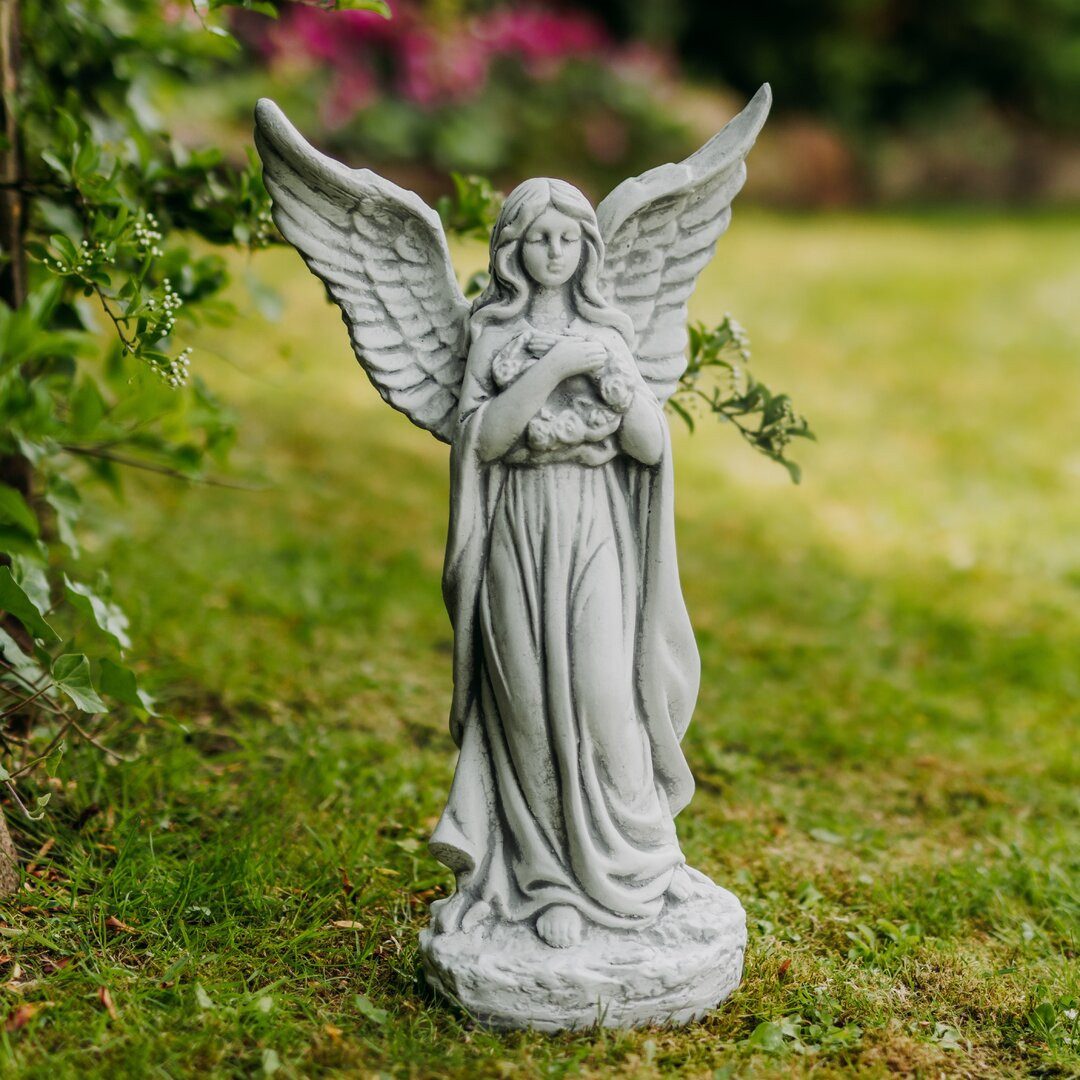 gartendekoparadies.de Gartenfigur Engel mit Flügel Grabengel, Steinfigur, H. 47 cm, 7 kg, Frostsicher