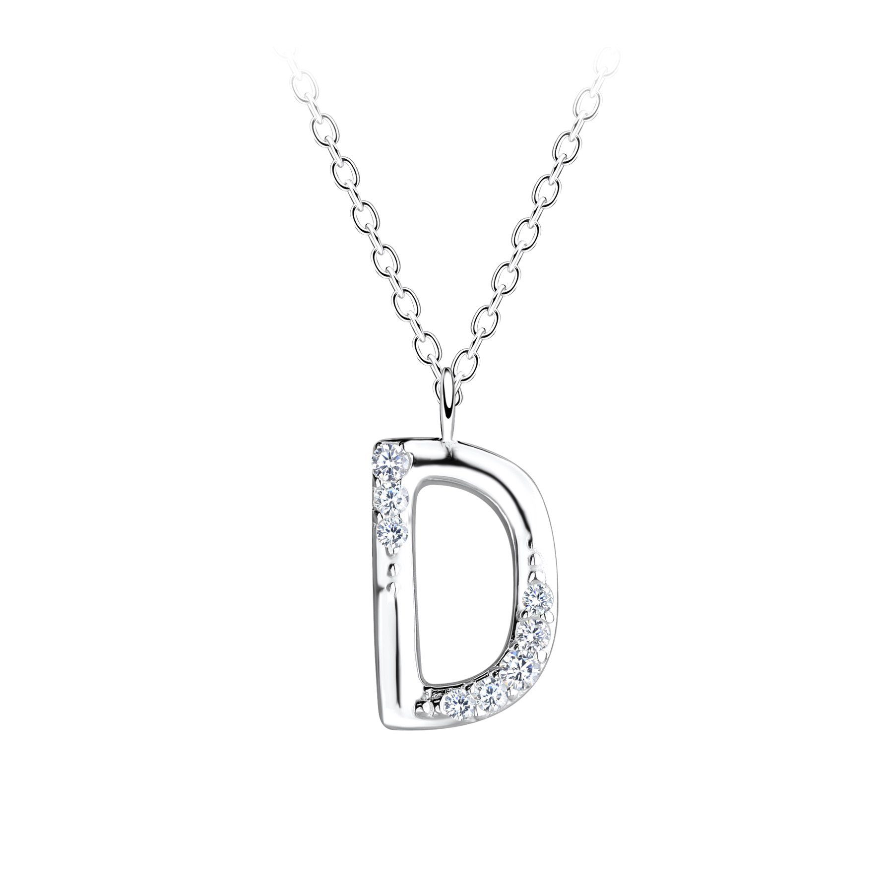 ALEXANDER YORK Kette mit Anhänger Buchstabenanhänger D, 2-tlg., 925 Sterling Silber