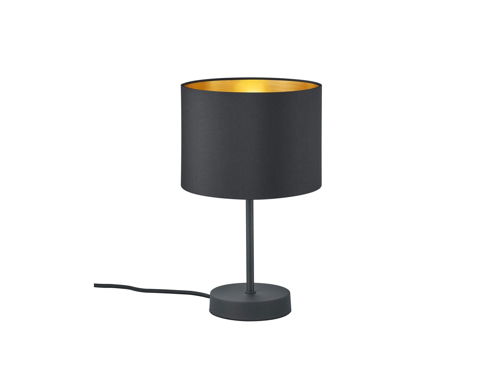 TRIO Leuchten LED Tischleuchte, Dimmfunktion, LED wechselbar, Warmweiß, dimmbar für Fensterbank, Design-er Stoff Lampen-schirm Schwarz Gold