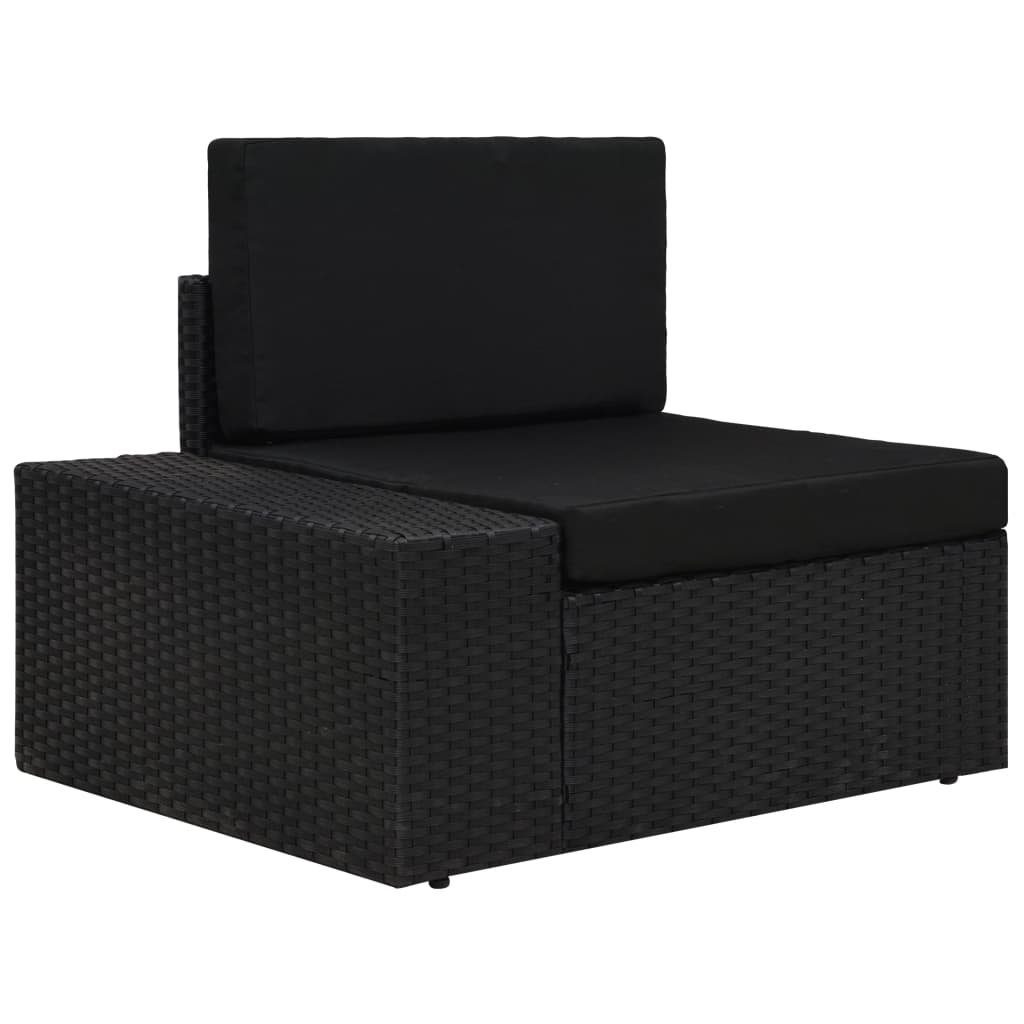 vidaXL Gartenlounge-Set 4-tlg. Garten-Lounge-Set Poly Schwarz, (4-tlg) Rattan