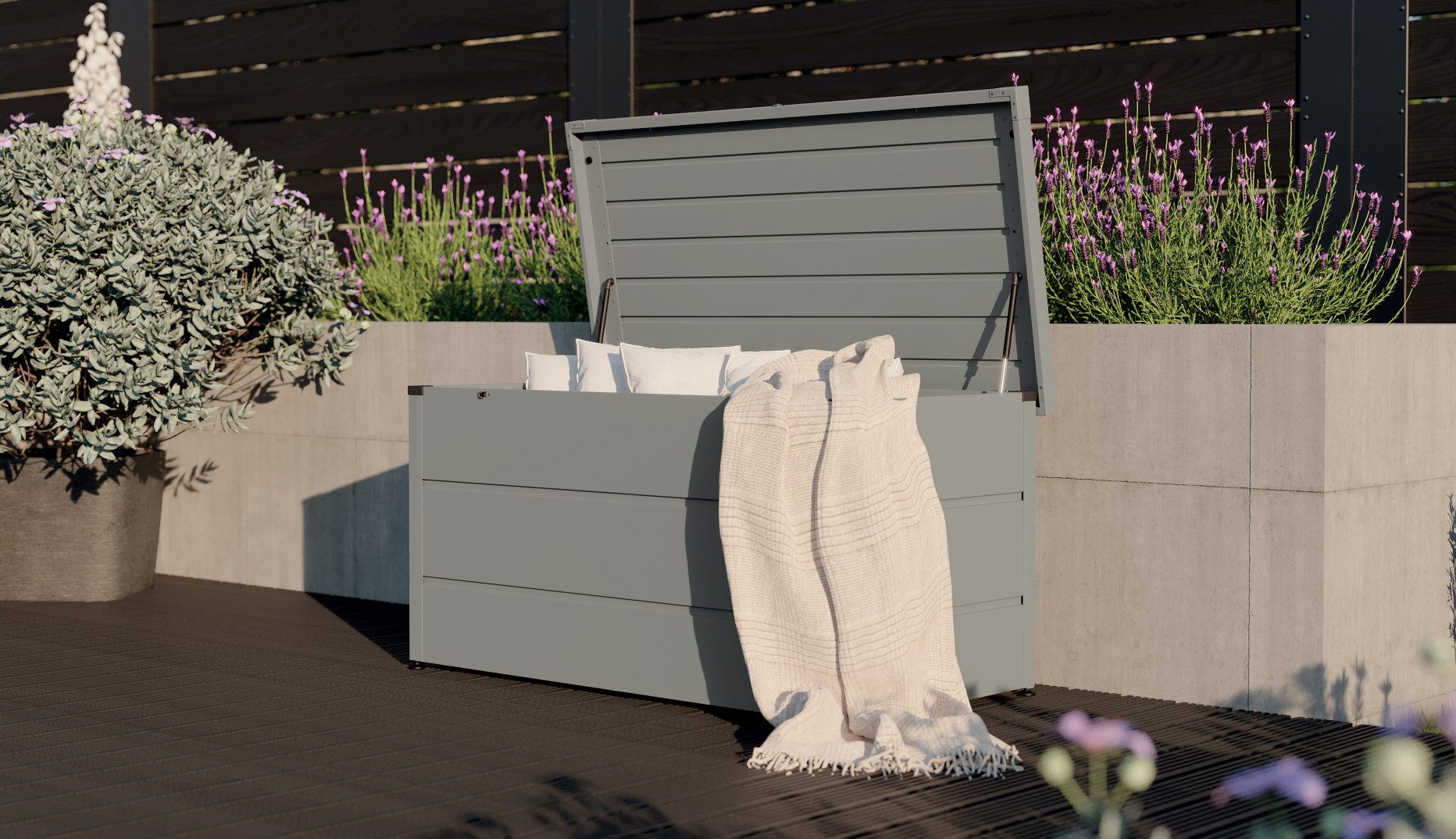 steinau Gartenbox Hochwertige Gartenbox aus Stahlblech - Regenwasserdicht - Abschließbar, Stahlblech, wasserdicht, abschließbar, höhenverstellbare Füße