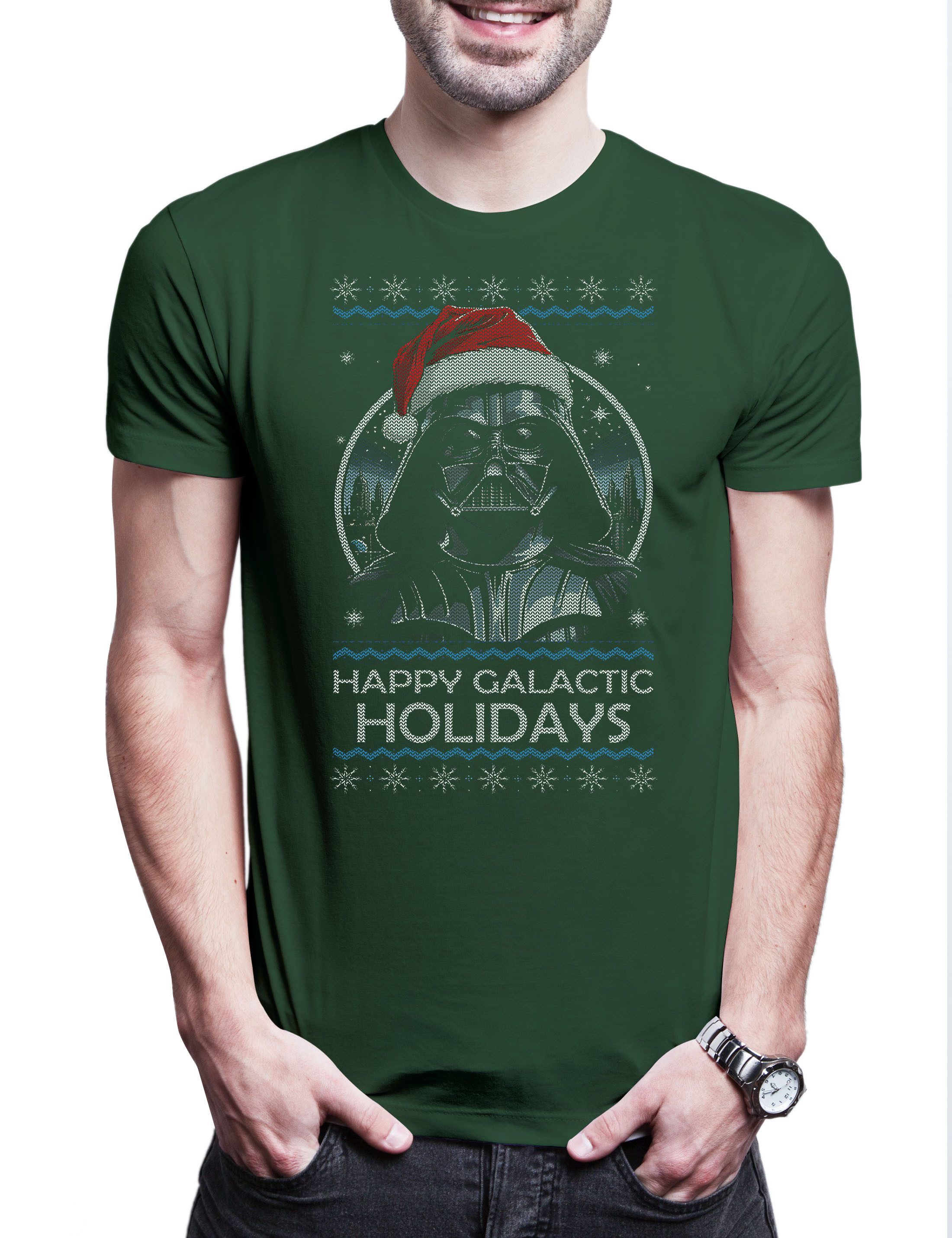 Print-Shirt Happy X-Mas Holidays II Herren T-Shirt Wars Force Vader Merry Holy