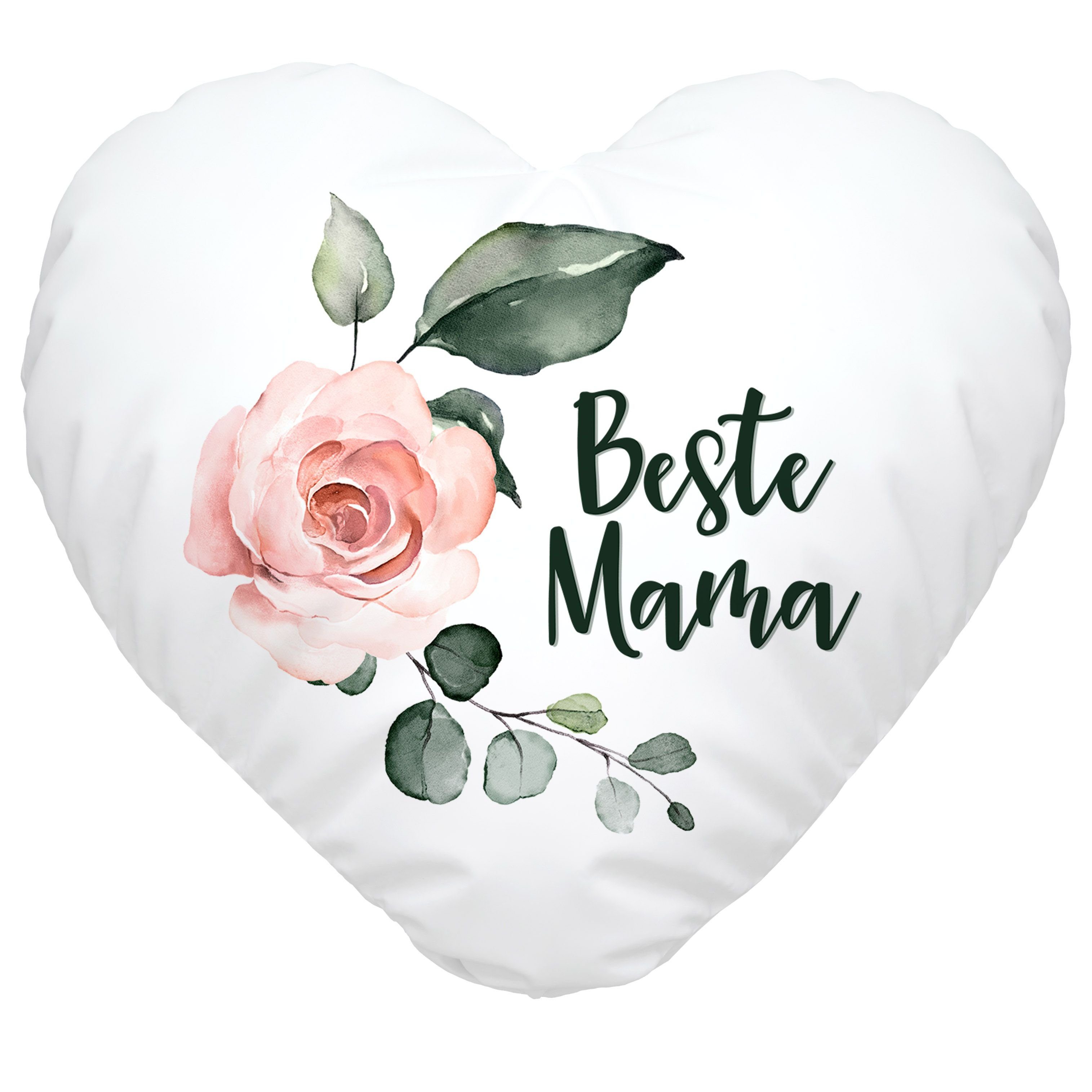 SpecialMe Dekokissen Herzkissen Beste Mama Rose Blumen Watercolor-Stil Geschenk für Mama Muttertagsgeschenk SpecialMe®