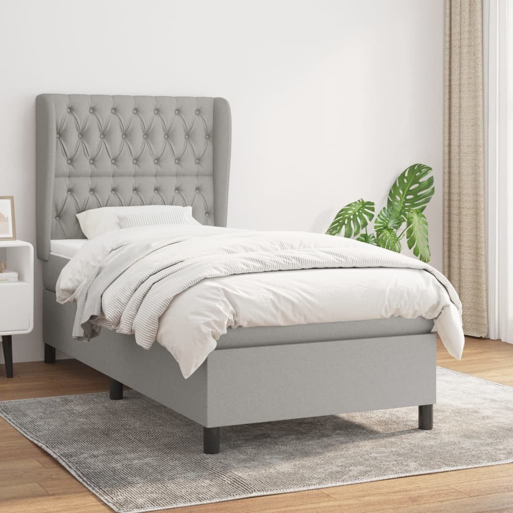 Vidaxl Boxspringbett Mit Matratze Hellgrau 100x200 Cm Stoff günstig online kaufen