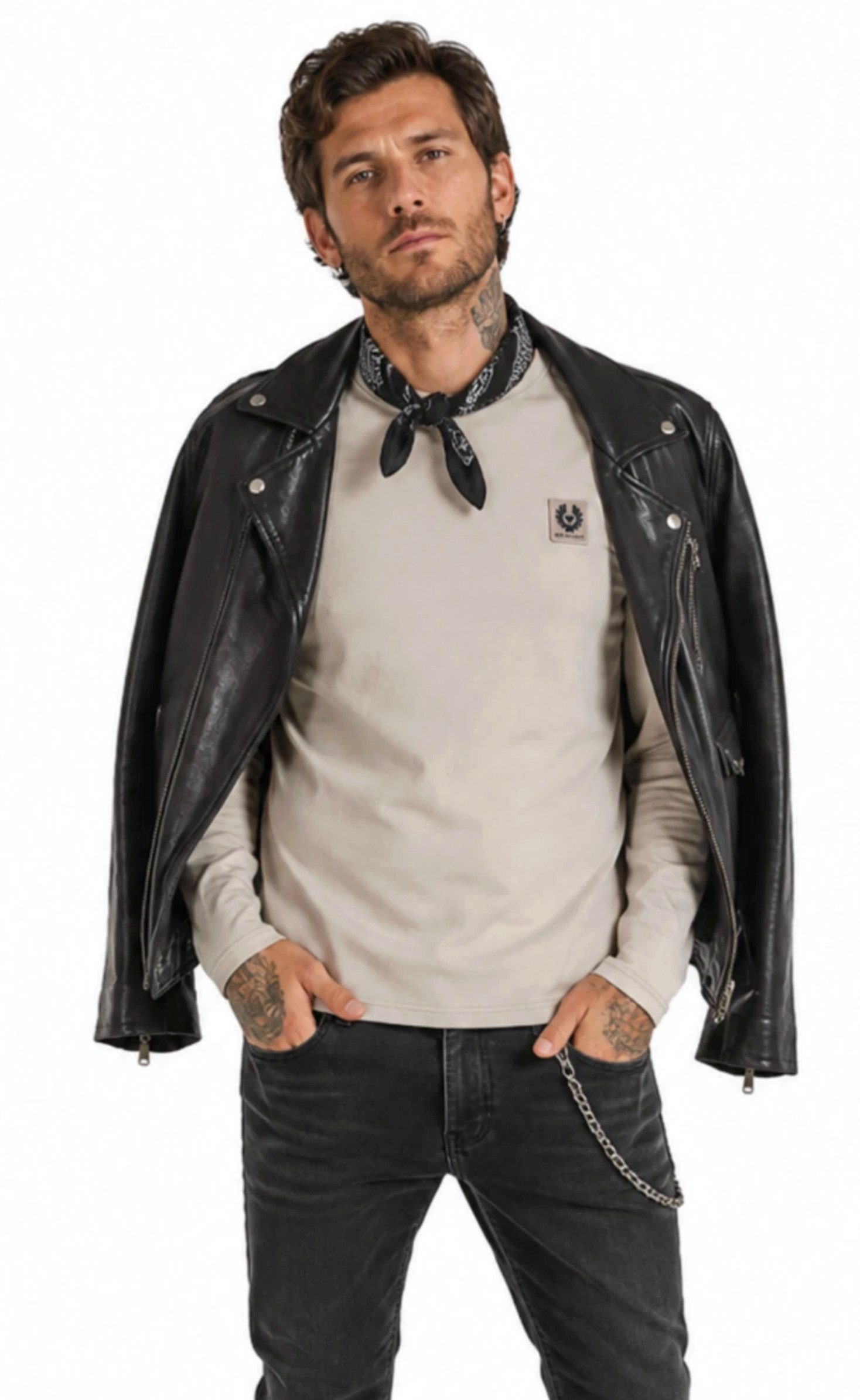 Belstaff Longsleeve T-Shirt London Retro Phoenix Patch Iconic Tee Modern Cut (1-tlg) Ideal für Alltag, Business Casual und Freizeit