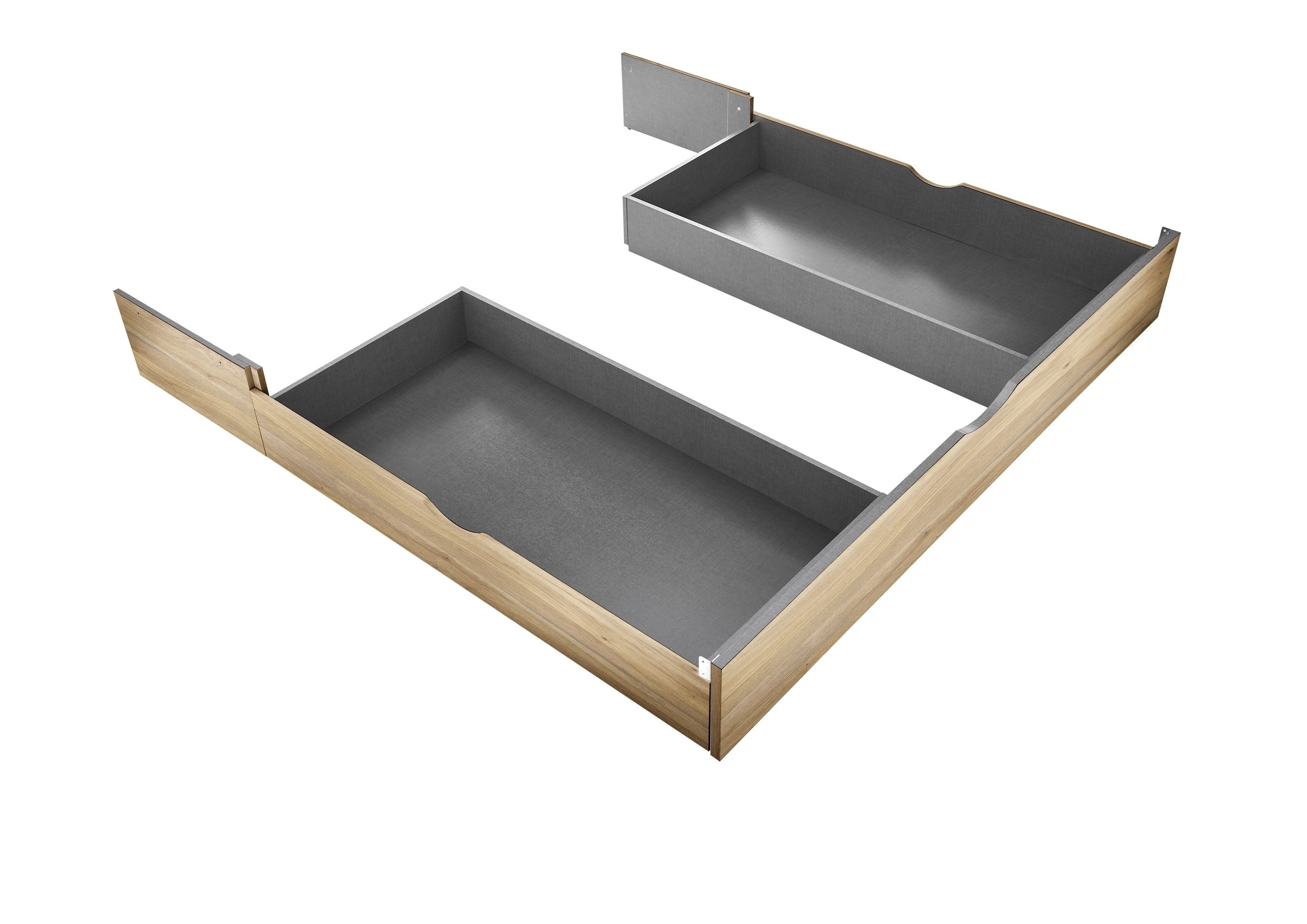 PREISBRECHER Bettschubkasten Aschau, für Bett in Mauvella Eiche Dekor / Graphit - 184,2x25x181 (BxHxT)