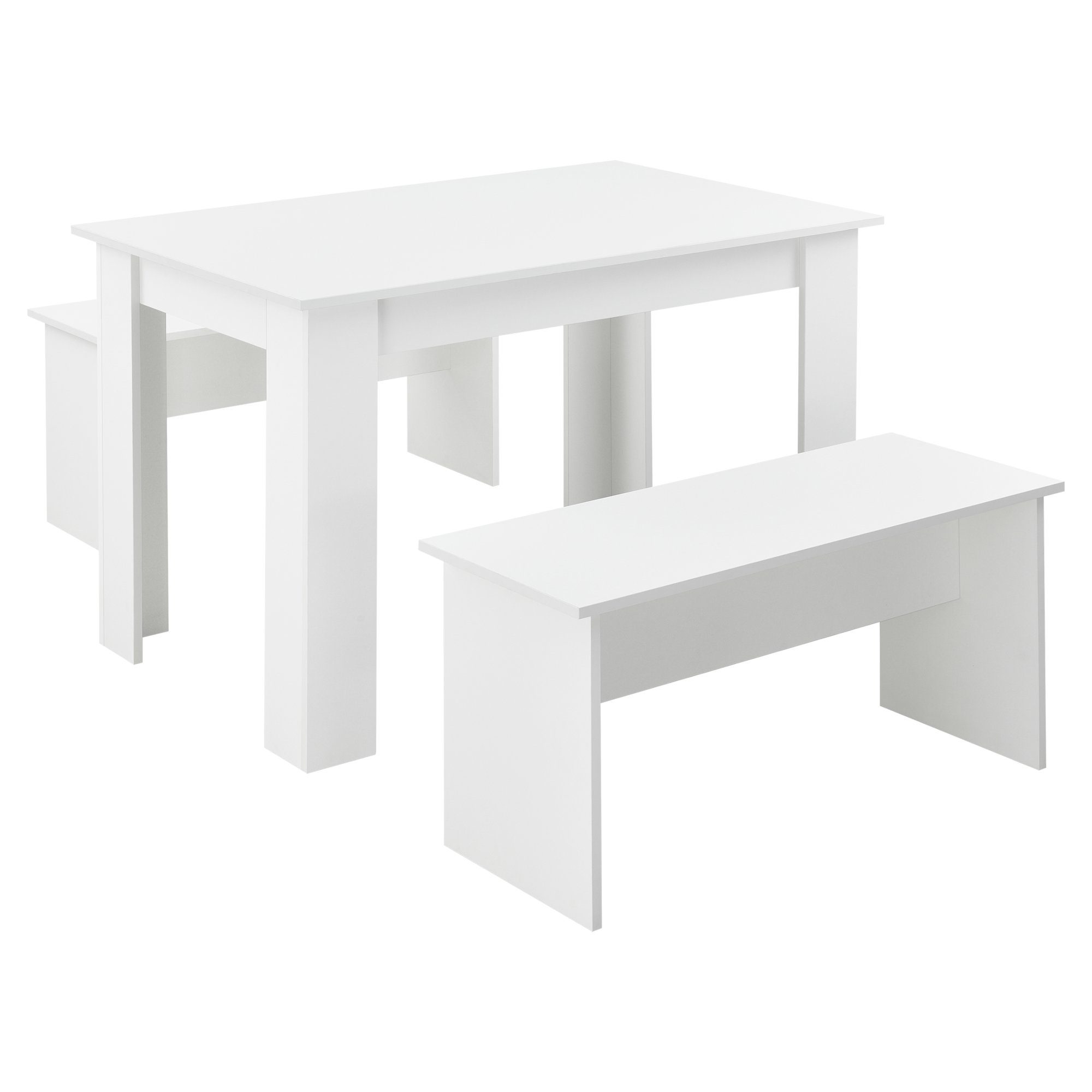 Esstisch Sitzgruppe (3-tlg), Essgruppe, »Hokksund« | Weiß Sitzbänken en.casa 110x70cm weiß weiß 2 mit