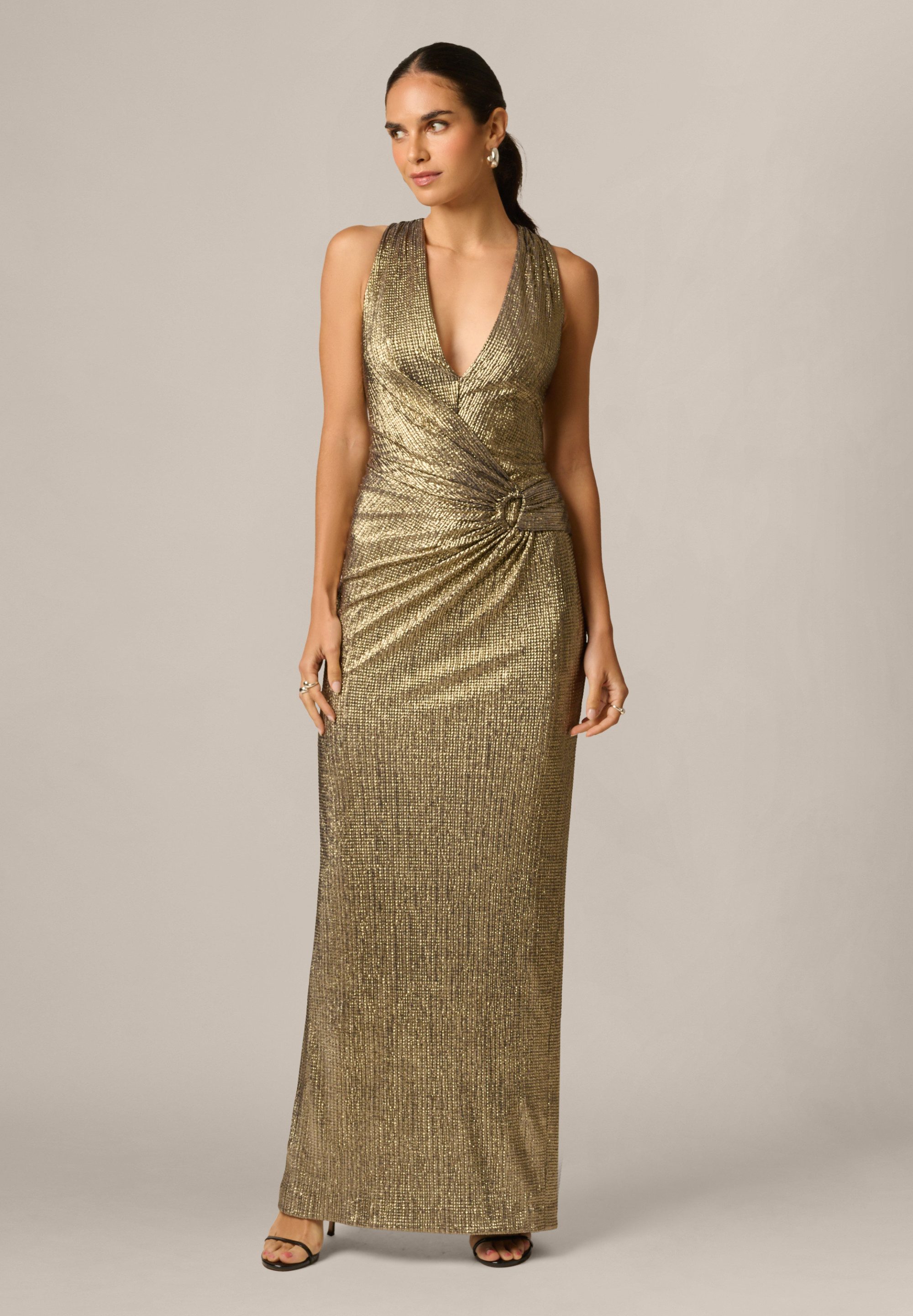 Adrianna Papell Abendkleid Metallic Knit Long Dress Glamouröses, schimmerndes Abendkleid aus Metallic-Strick