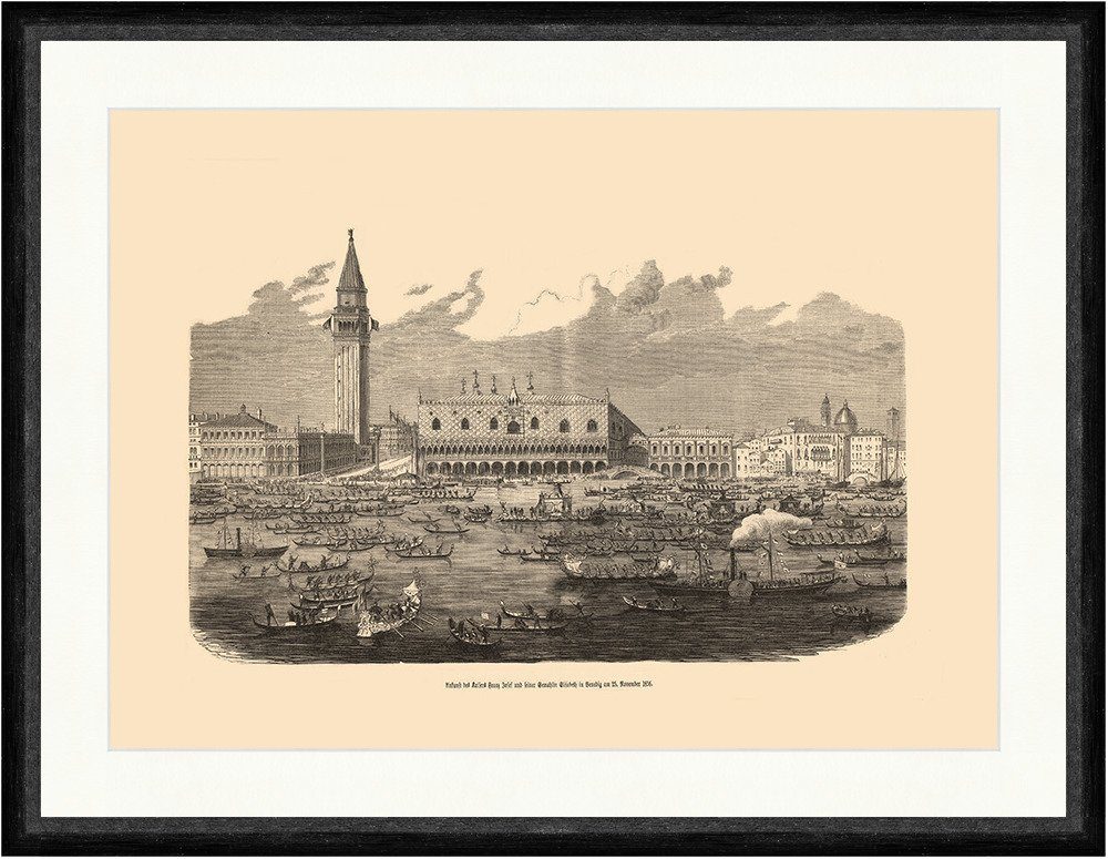 Kunstdruck Ankunft Kaiserpaar 1856 Venedig K&K Holzstich Faks_Kaiserreise 0010, (1 St)