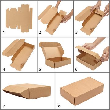 Kurtzy Geschenkbox 20 Stück Geschenkboxen 19x11x4,5cm - Kraftpapier, 20 Stk. Karton Geschenkboxen Braun 19x11x4,5cm