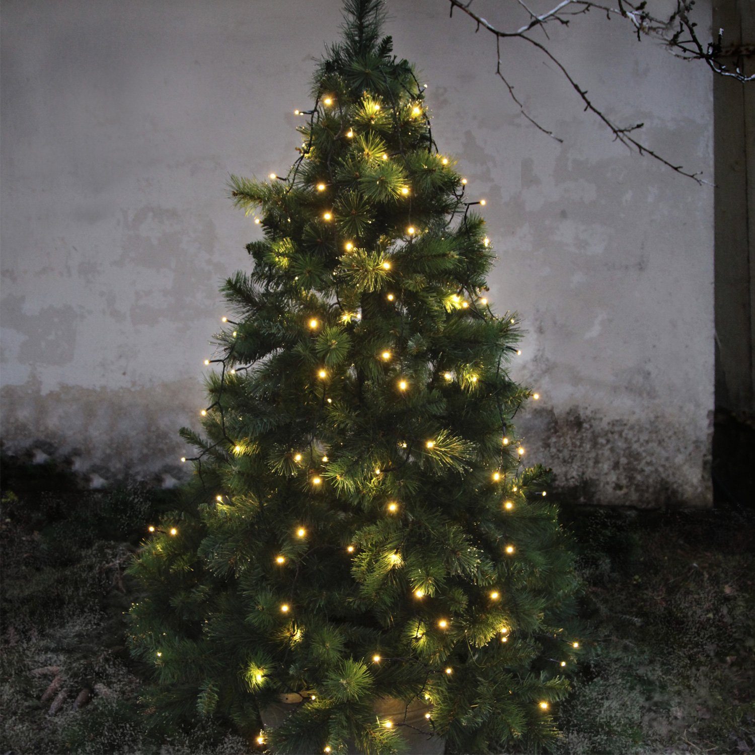 Stränge 2m LED warmweiß 160-flammig LED-Baummantel Timer Außen 160LED Weihnachten, 8 MARELIDA Lichterkette