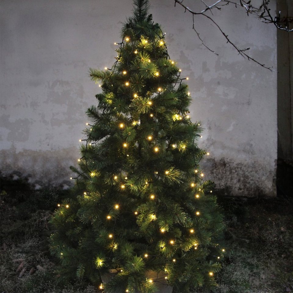 MARELIDA LED-Baummantel LED Lichterkette 8 Stränge 160LED warmweiß 2m Timer  Außen Weihnachten, 160-flammig