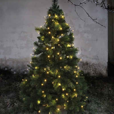 MARELIDA LED-Baummantel LED Lichterkette 8 Stränge 160LED warmweiß 2m Timer Außen Weihnachten, 160-flammig