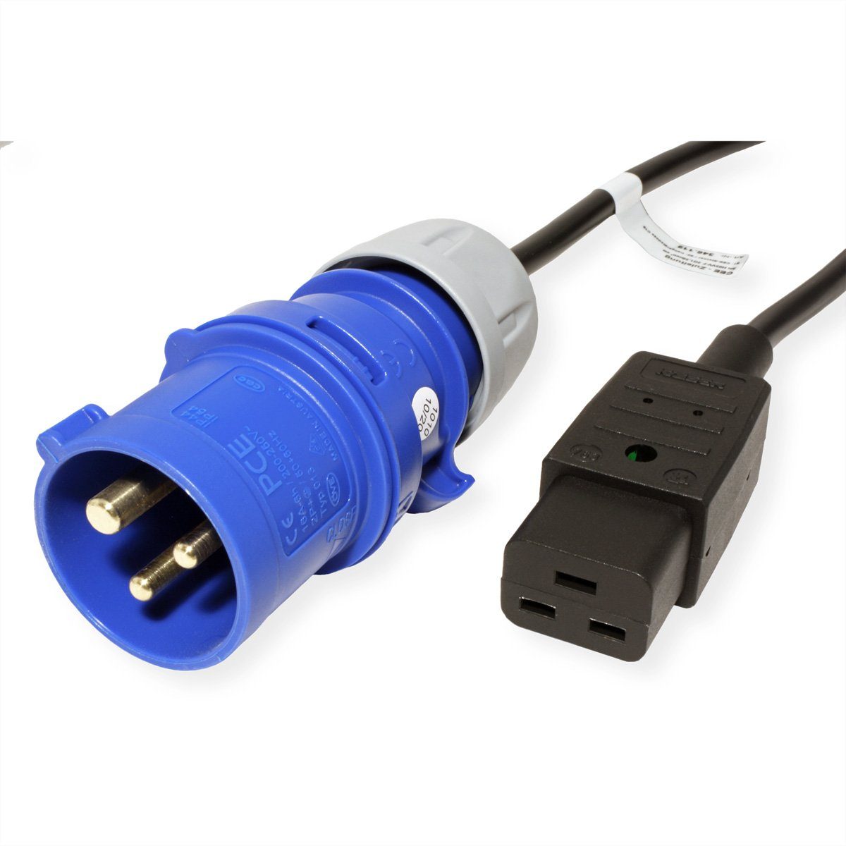 Bachmann Kabel Stecker IEC60309-Blau - Kupplung C19, 3m 16A Stromkabel, IEC 60309 16A 1P+N+PE 230V "Campingstecker" Männlich (Stecker), IEC320 C19, Kaltgeräte, 16A Weiblich (Buchse) (300.0 cm)