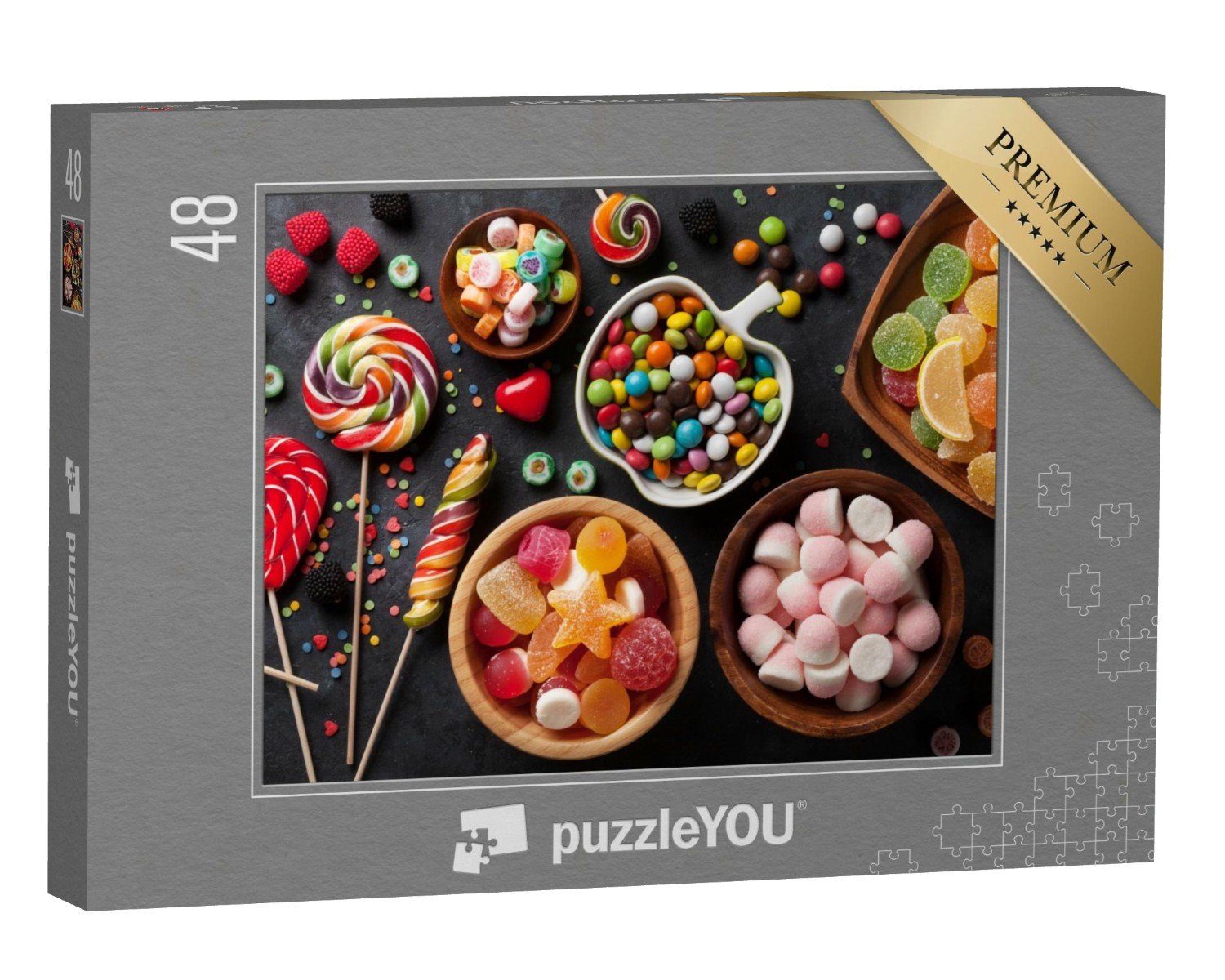 puzzleYOU Puzzle Bunte Bonbons, Gelee und Marmelade, 48 Puzzleteile, puzzleYOU-Kollektionen 100 Teile, Süßigkeiten, Essen und Trinken