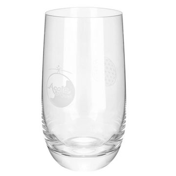 AcalaQuell Glas Valentin 350 ml Trinkglas mit Gravur Blume des Lebens, 350ml - Wasserglas einzeln & im Set