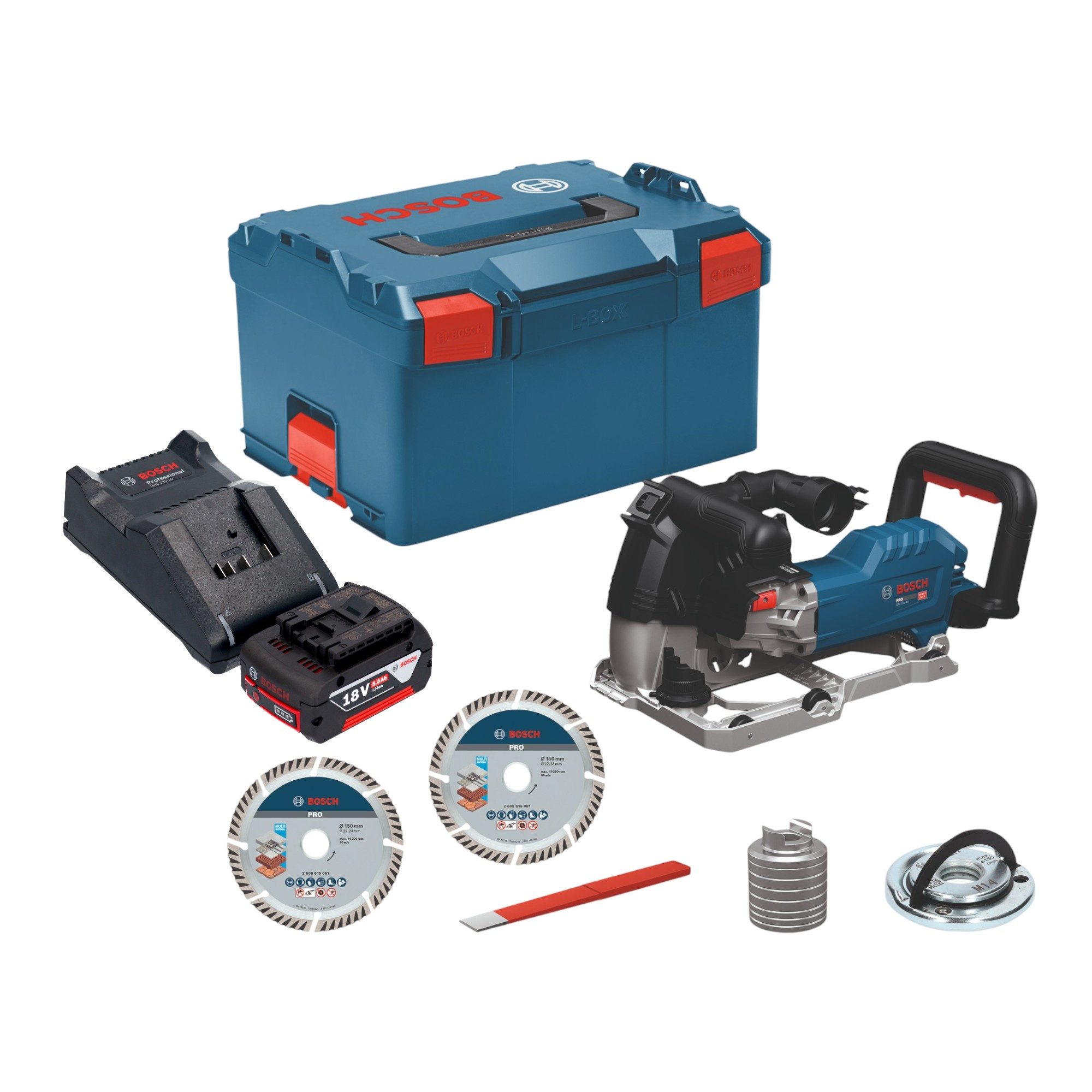 Bosch Professional Nutfräse GNF 18V-40 Akku Mauernutfräse 18 V 40 mm Brushless + 1x Akku 5,0 Ah