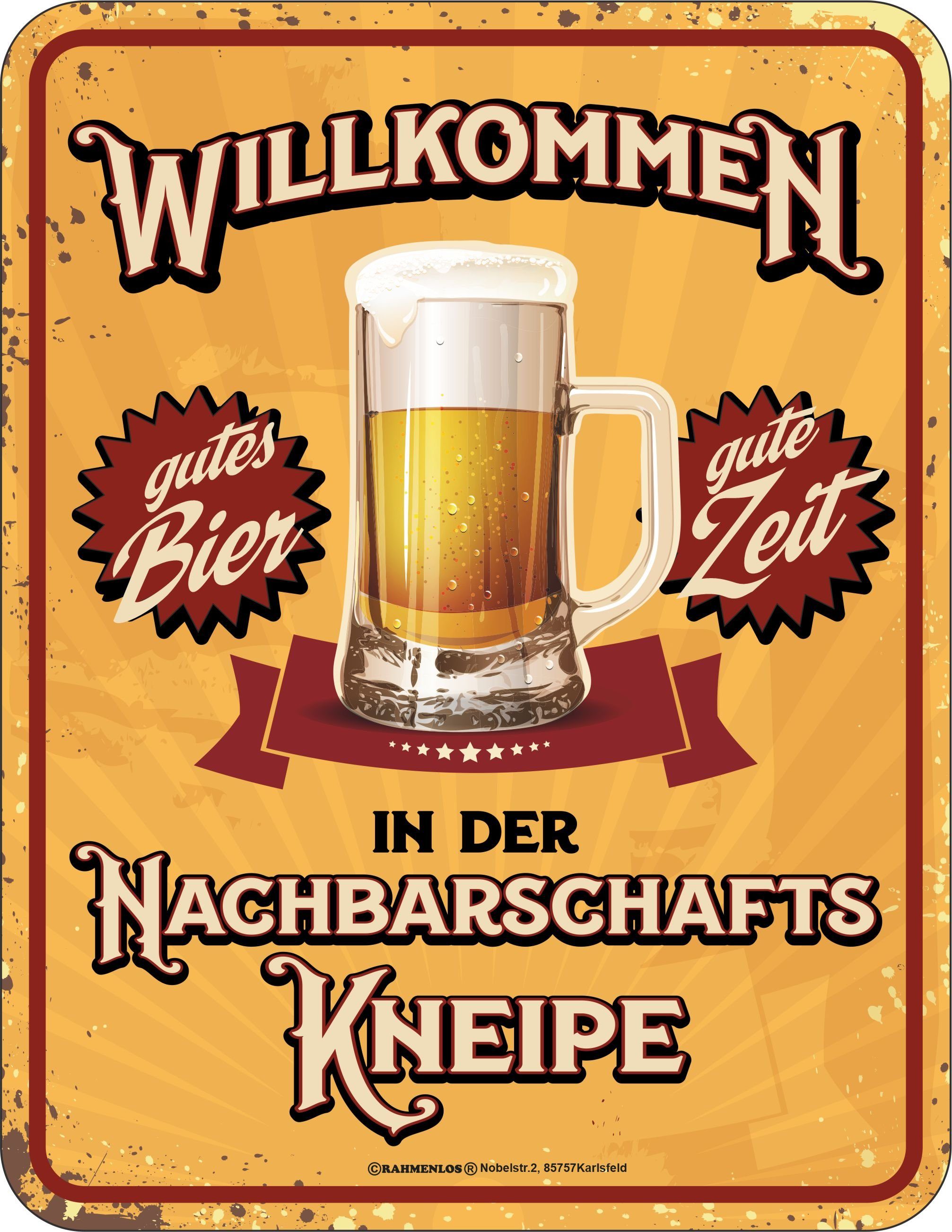 RAHMENLOS® Metallschild als Geschenk für alle Biertrinker und Kneipen in de günstig online kaufen