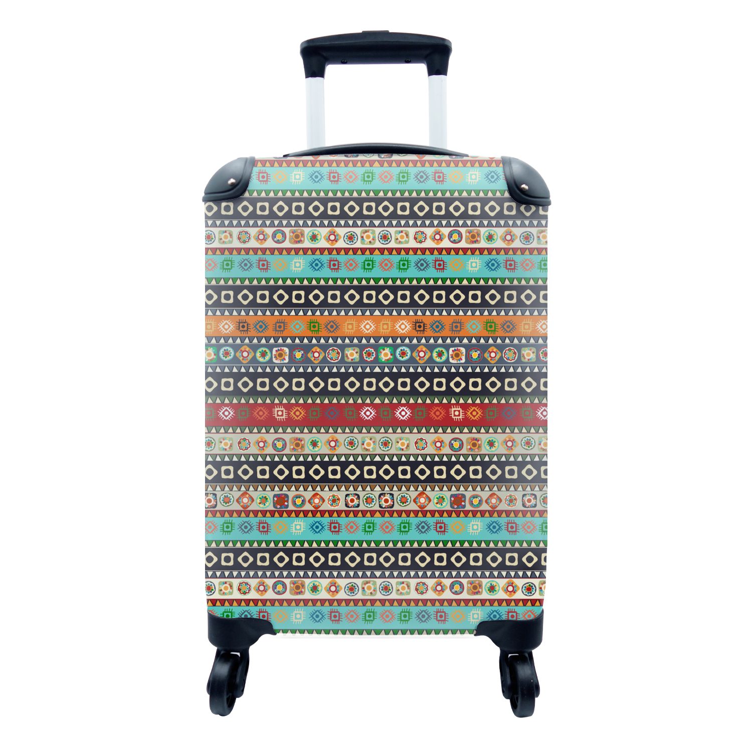 MuchoWow Handgepäckkoffer Muster - Azteken Regenbogen, Reisetasche mit 4 Trolley, - Symbole - Ferien, Reisekoffer rollen, für Handgepäck Rollen