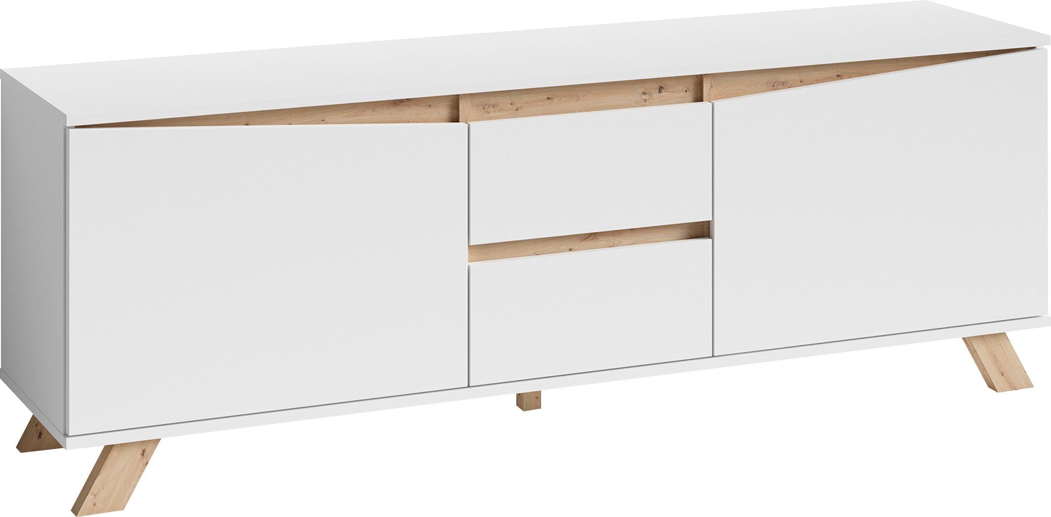 Home affaire Lowboard Valentin, 160cm TV Board mit 2 Türen und 2 Schubkästen in modernem Skandi Design