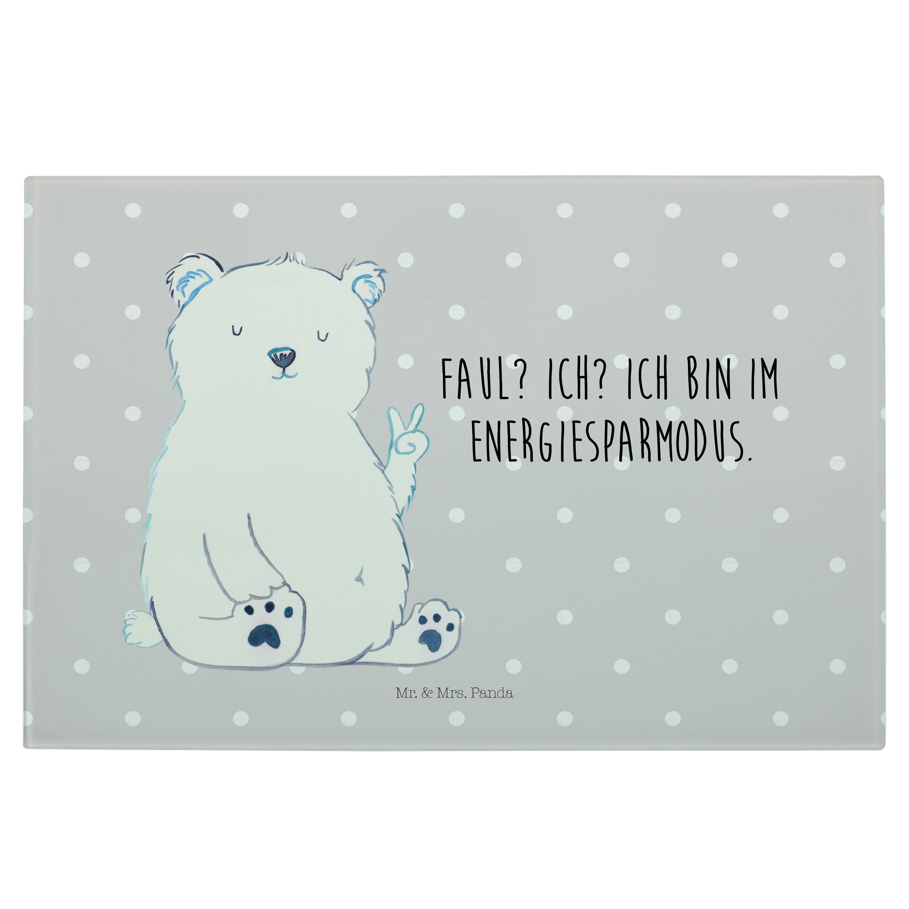 Pastell Teddybär, Premium Mrs. - Glasschneidebrett, Grau Panda Eisbär Mr. (1-St) Geschenk, - Glas, Servierbrett Faul & S,