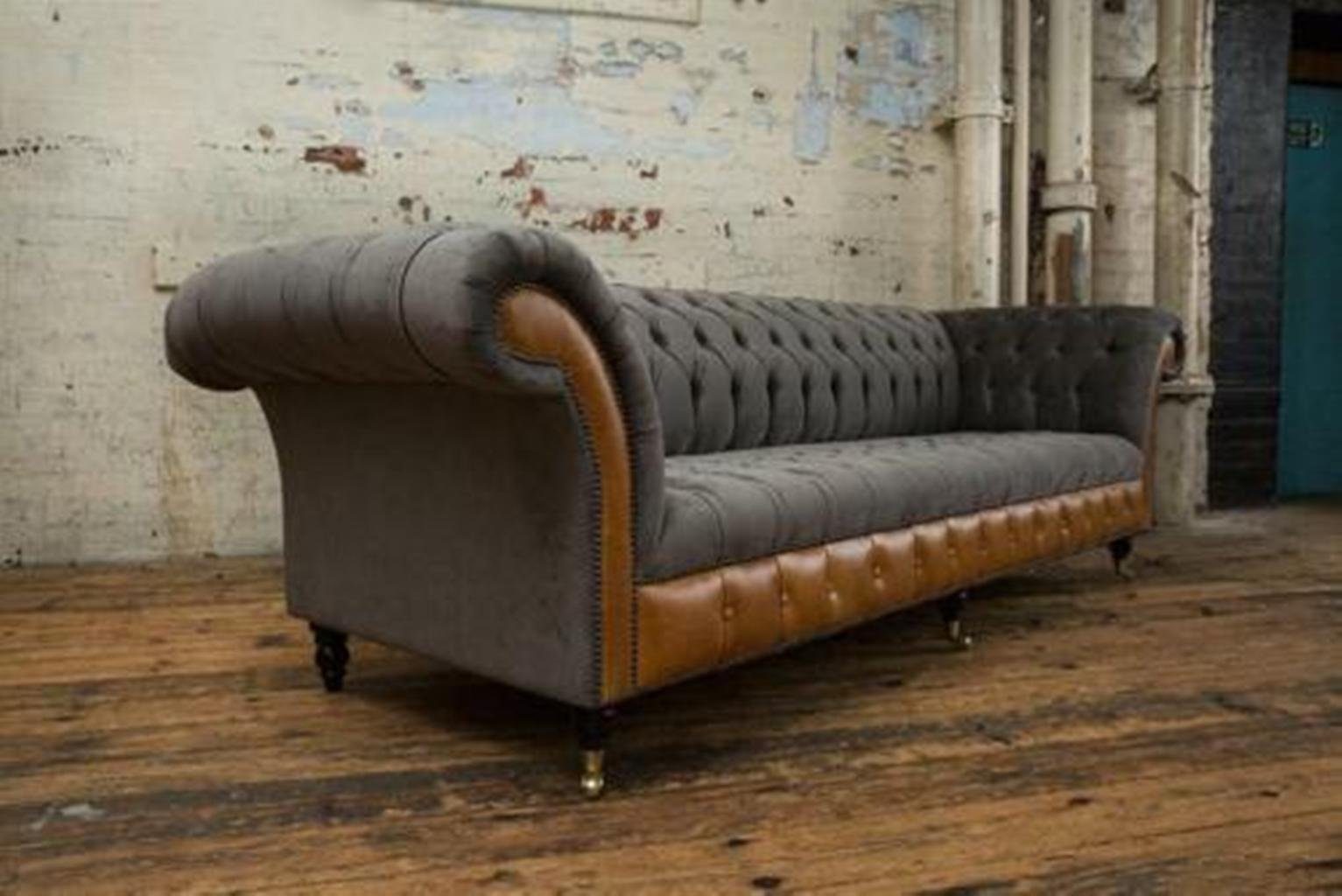 JVmoebel Chesterfield-Sofa, XXL Sofas Chesterfield Luxus Leder Sitzer Sofa Design Polster 4