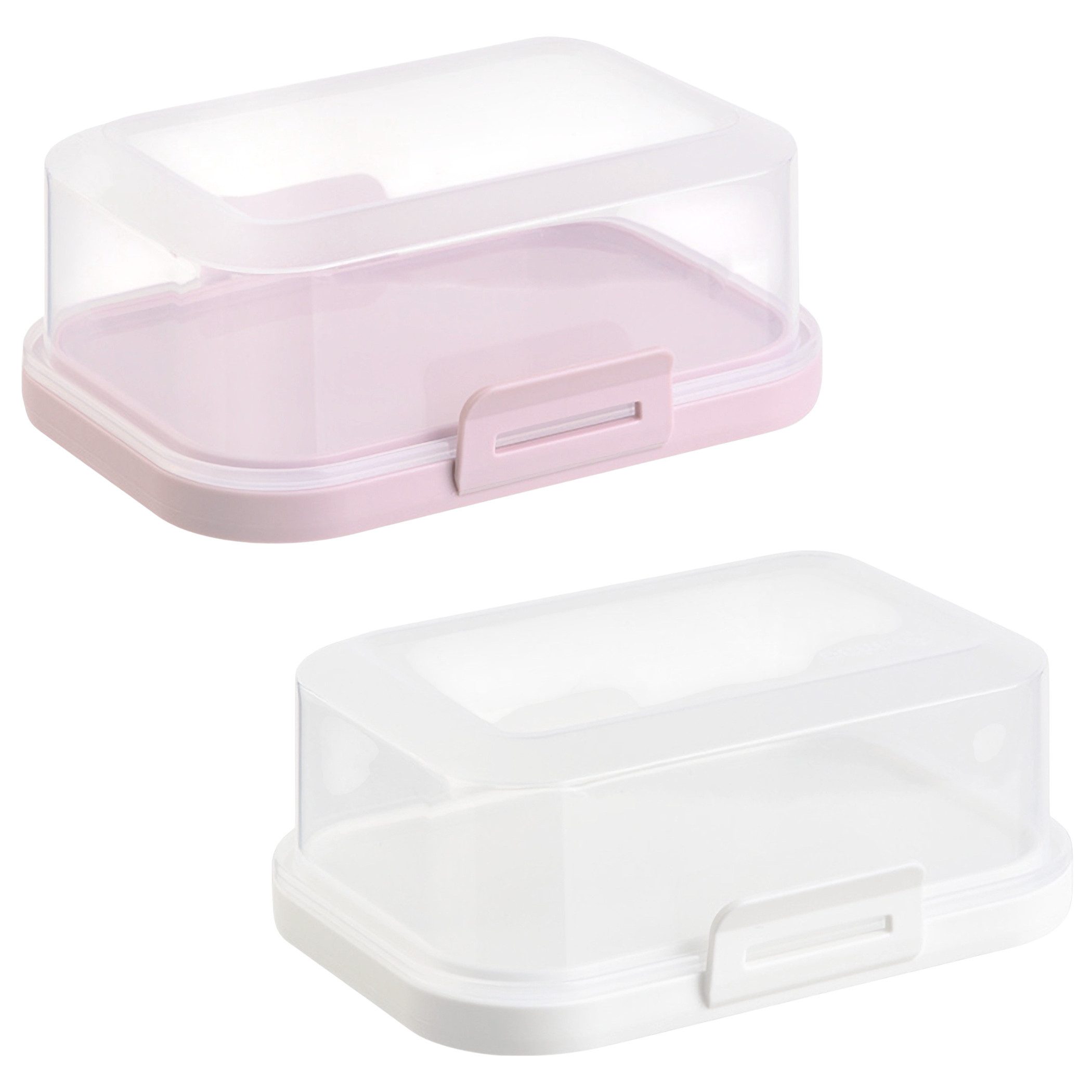 Engelland Butterdose Stapelbare Butter-/Käsedose, Kunststoff, (Vorteils-Set, 2-tlg., mit sicherem Klickverschluss), stapelbar, platzsparend, Ordnung im Kühlschrank, BPA-Frei, Mehrzweck