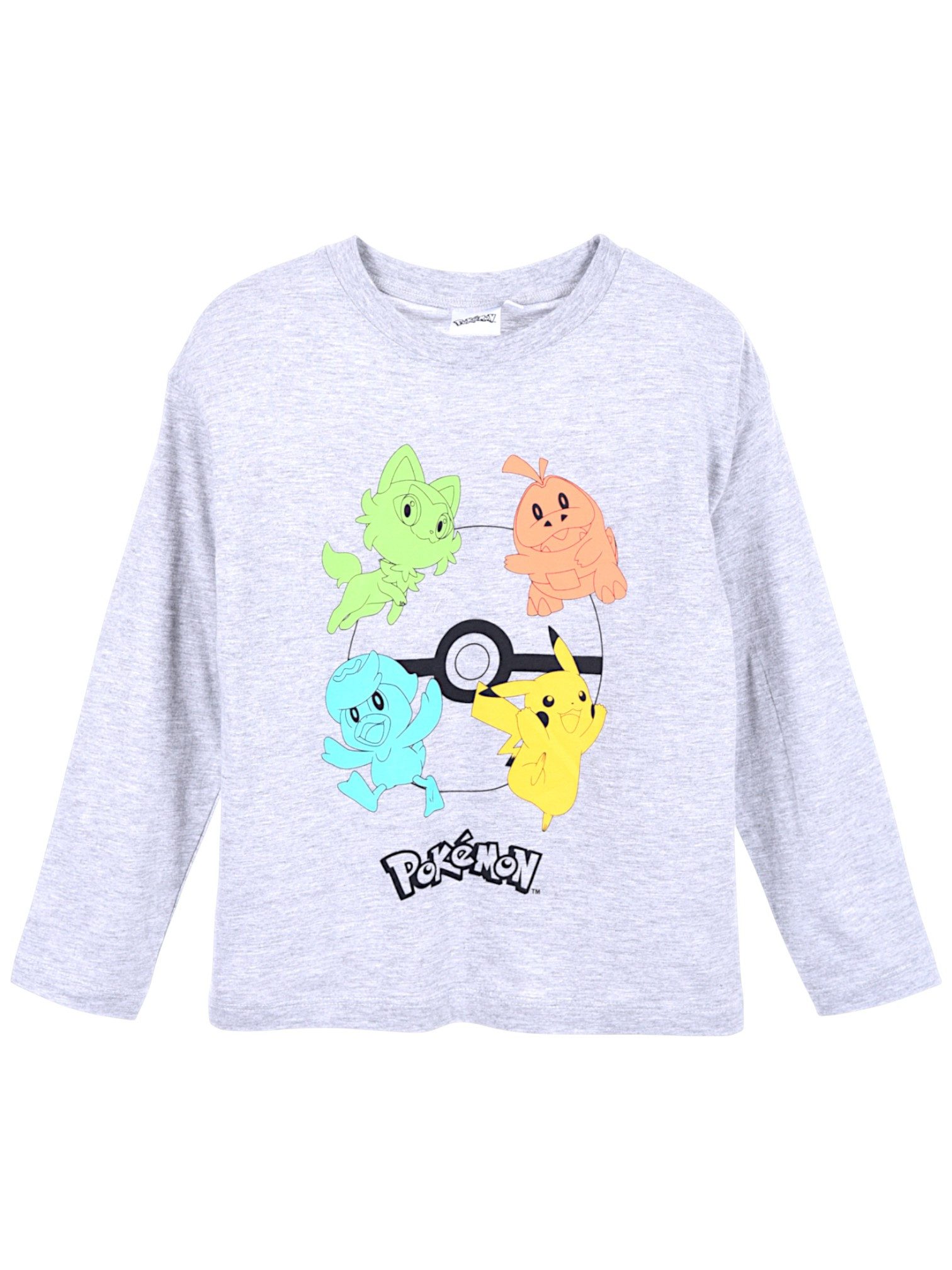 Langarmshirt Pikachu, Glumanda, Schiggy und Bisasam