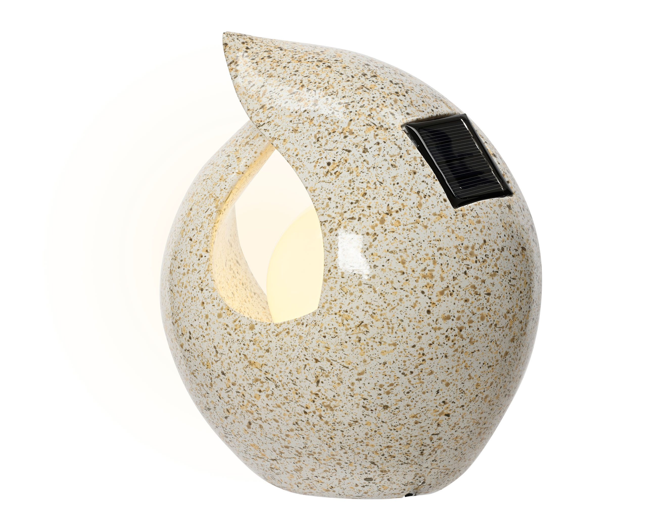 Lumineo LED Solarleuchte, Dauerlicht, warmweiß, LED Solar Tischleuchte 17x13x19cm Keramik gesprenkelt Warmweiß