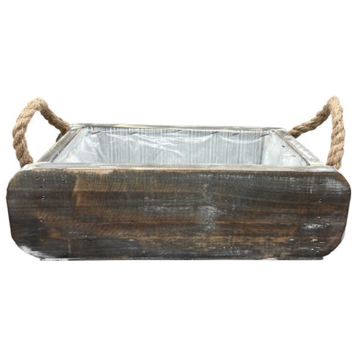 finehomegarden Holzkiste Pflanzkasten mit Griff Holzkasten natur Echtholz Holzkisten (1 St), rechteckig Shabby Vintage Antik Look Deko Pflanzkiste 3Größen wählbar