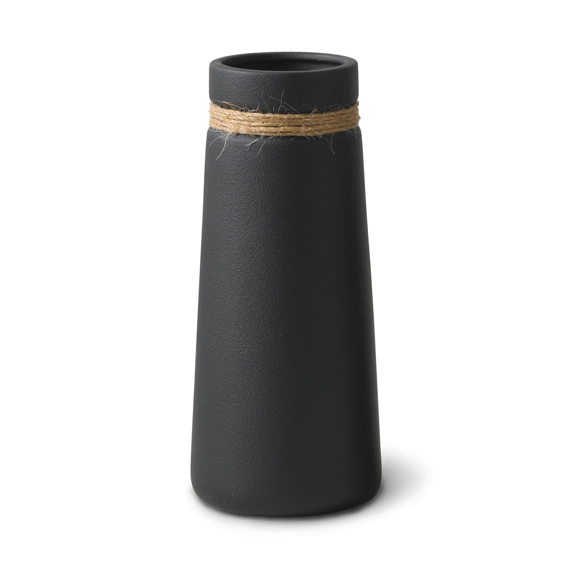 Tischvase Keramik Vase Schwarz Boho Style - für Pampasgras und Blumen