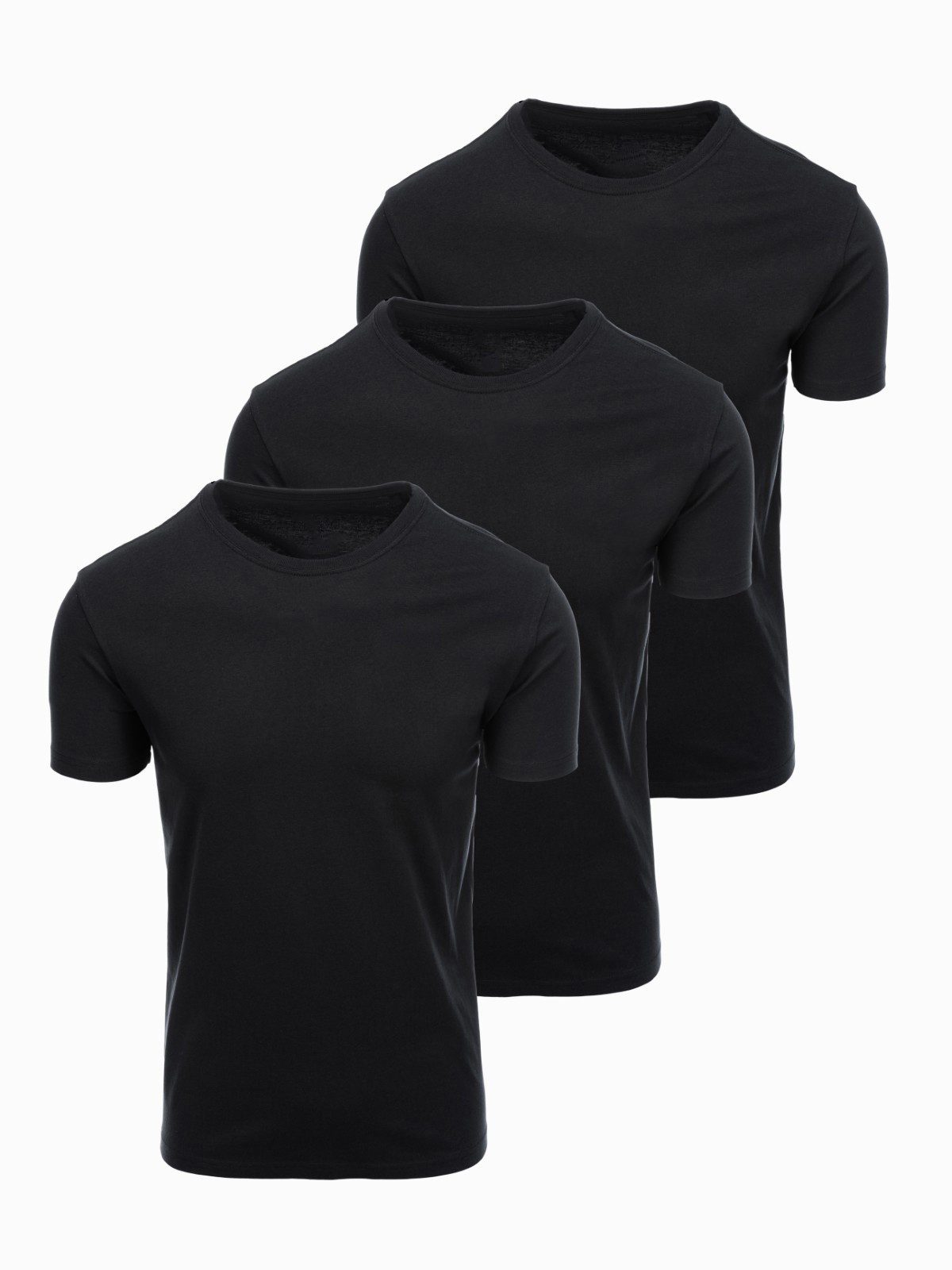 OMBRE T-Shirt Herren T-Shirt Set Baumwolle Basic Rundhals Schwarz L (T-Shirt-Set, 1-tlg., Set) Weiches Handgefühl