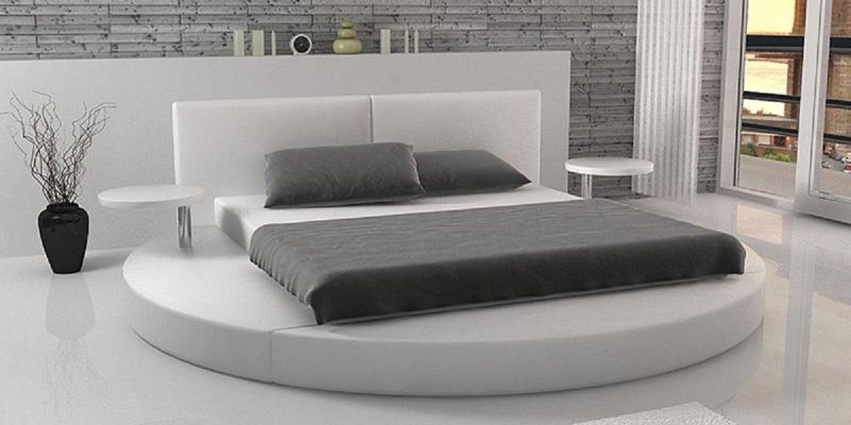 Stoff Rundes Luxus Betten Polster Design JVmoebel Textil Moderne Bett Bett Rund