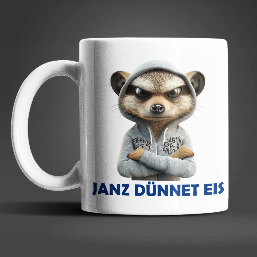 WS-Trend Tasse Erdmännchen Janz Dünnet Eis Keramik Kaffeetasse Teetasse, Keramik