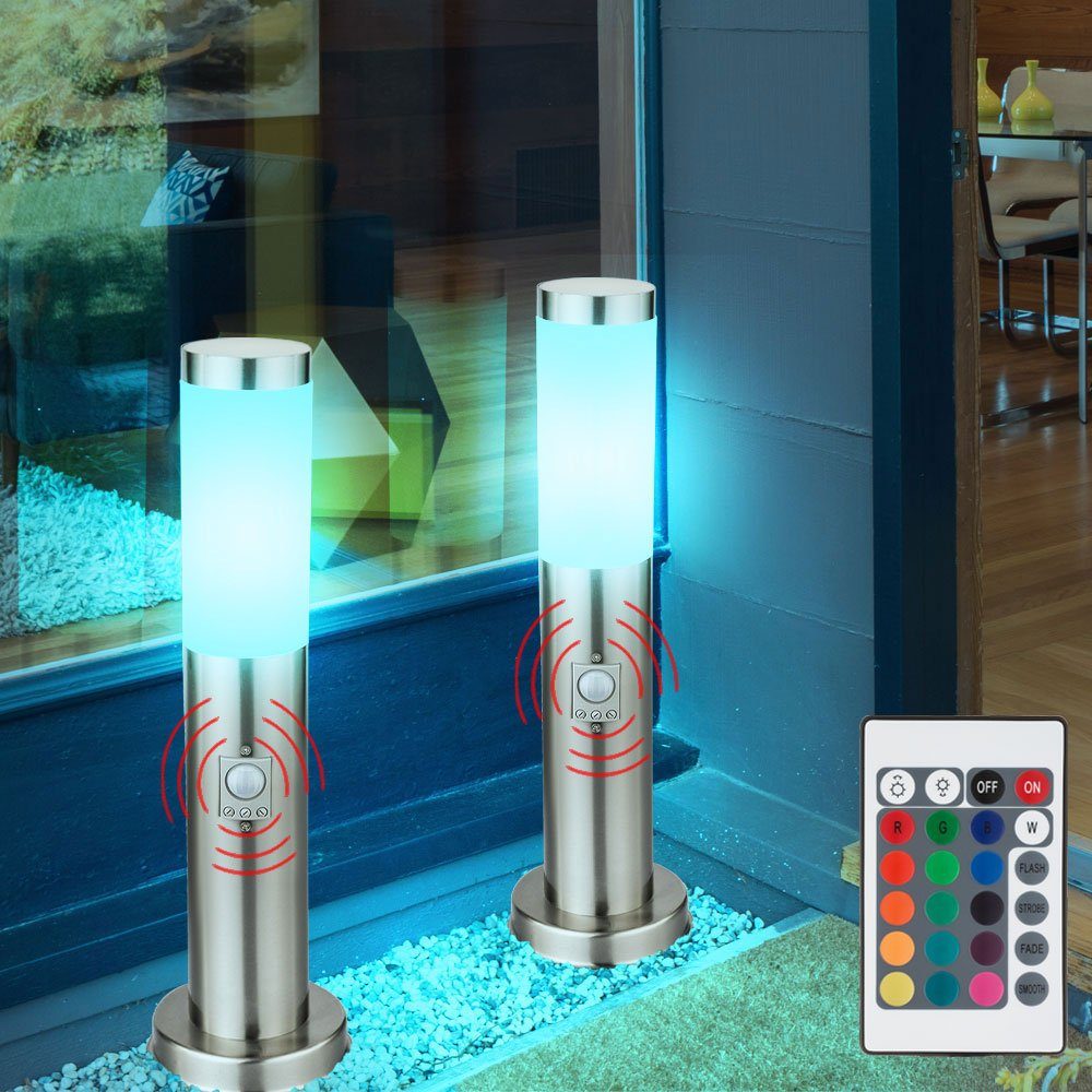 etc-shop LED Außen-Stehlampe, mit Stehlampe Wegeleuchte dimmbar mit Bewegungsmelder Leuchtmittel inklusive, LED Farbwechsel, Warmweiß, Außenleuchte