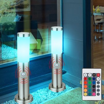 etc-shop LED Außen-Stehlampe, Leuchtmittel inklusive, Warmweiß, Farbwechsel, Außenleuchte mit Bewegungsmelder LED Wegeleuchte Stehlampe dimmbar mit