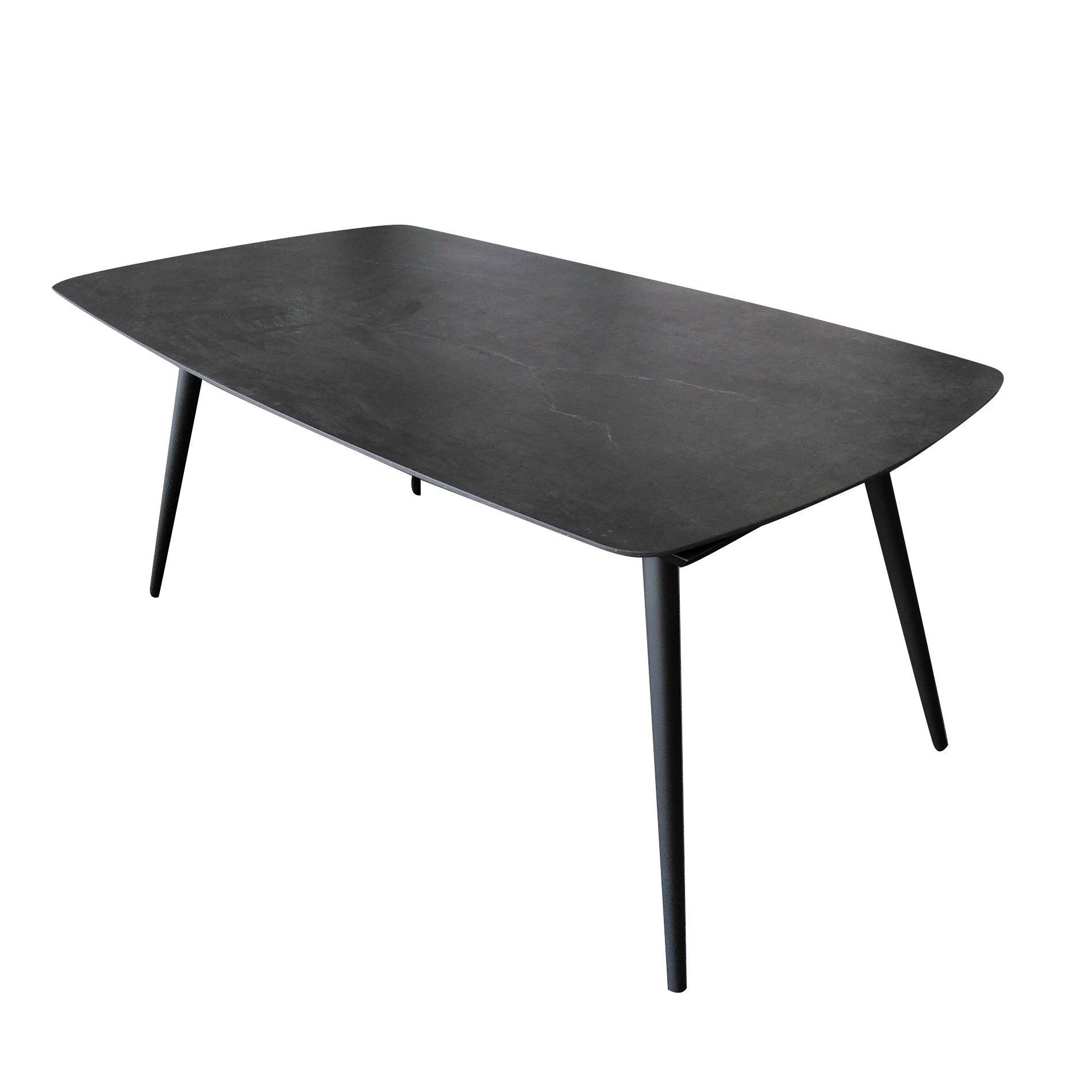 Jati & Kebon Gartentisch Amazone, Esstisch, Outdoor-Tisch (Garten-Esstisch), Tischplatte Dekton Laos, bootsförmig, Gestell Aluminium