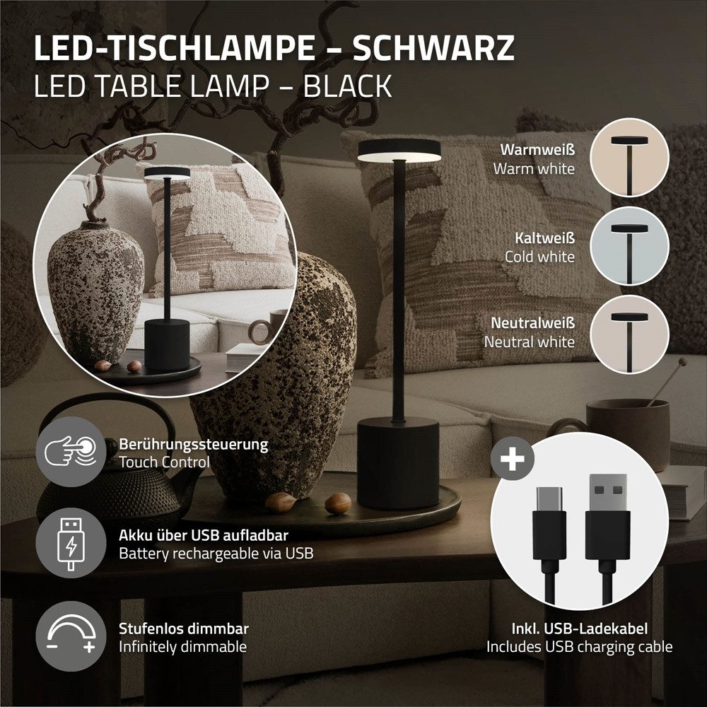 ML-DESIGN Tischleuchte LED Tischlampe kabellos mit Touch Dimmbare Akku USB- günstig online kaufen