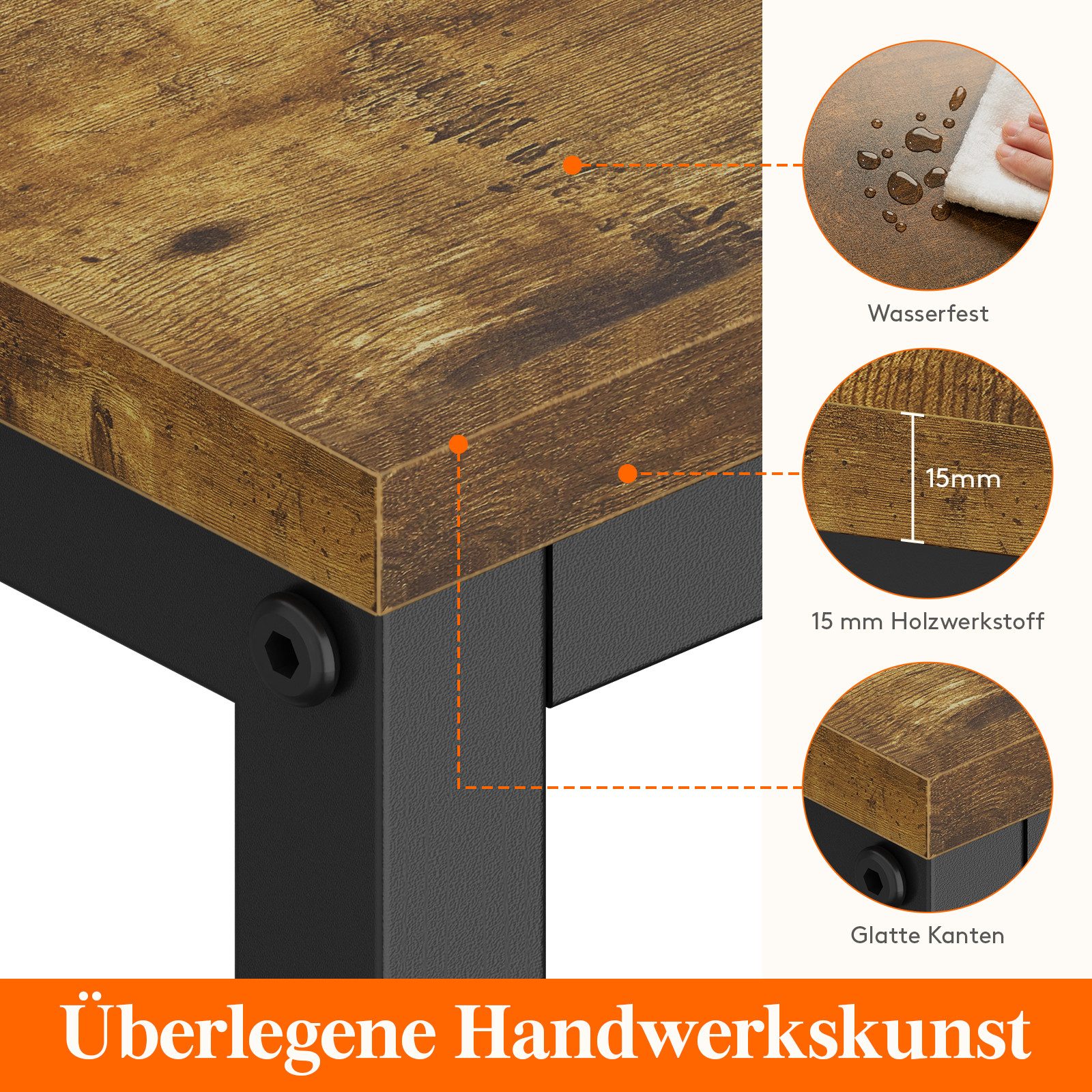 Lifewit Wangentisch Konsolentisch Metallrahmen, schmaler Flur Beistelltisch rustikal. (Set, 1 Tisch), Kratzfest, Lagerung