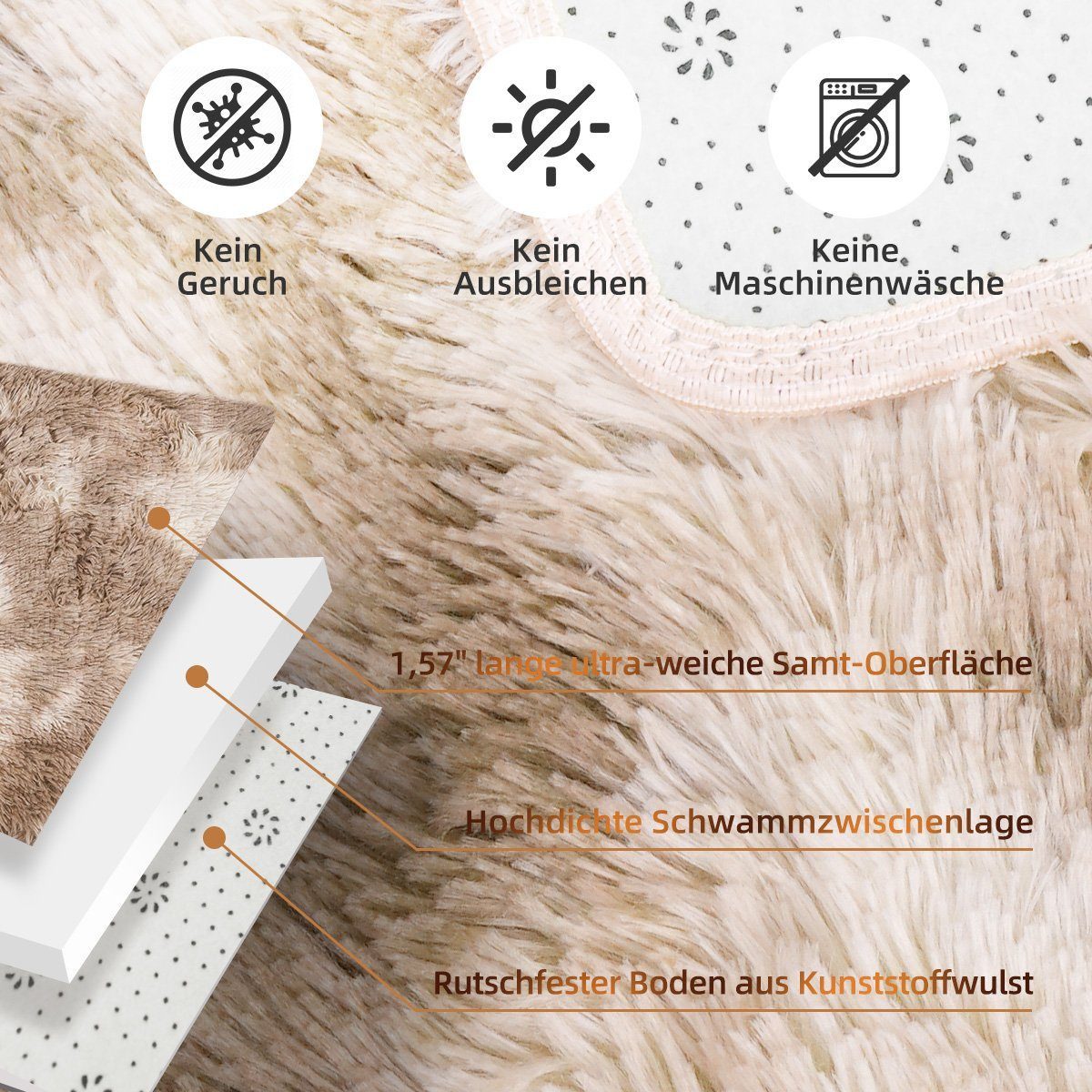 Simloveve Langflor-Teppich Superweicher flauschiger moderner Schlafzimmerte günstig online kaufen